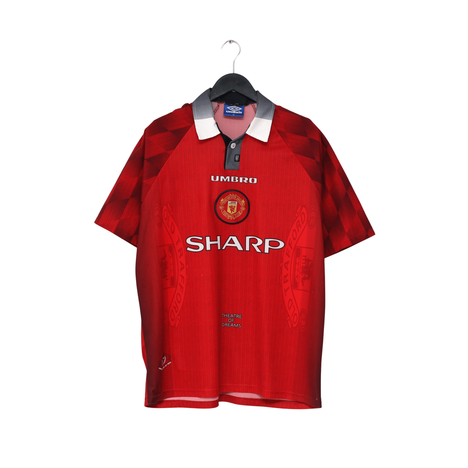 1996/98 Cantona #7 Manchester United Vintage Umbro Home Football Shirt (XL)