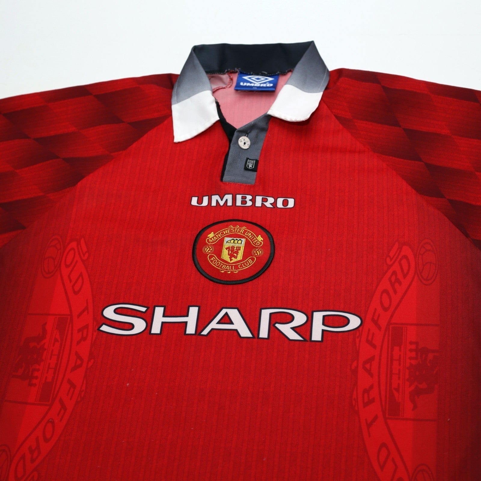 1996/98 Cantona #7 Manchester United Vintage Umbro Home Football Shirt (XL)