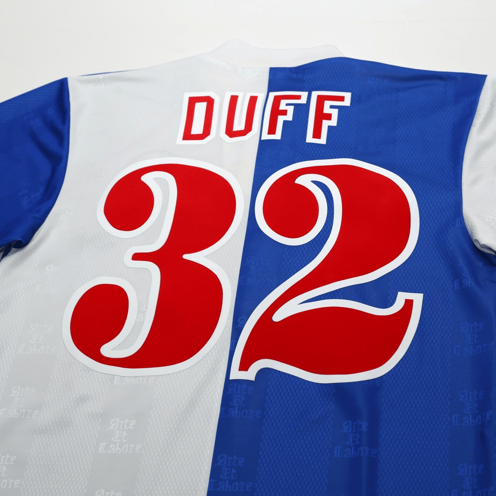 1996/98 Duff #32 Blackburn Rovers Vintage ASICS Home Football Shirt (M)