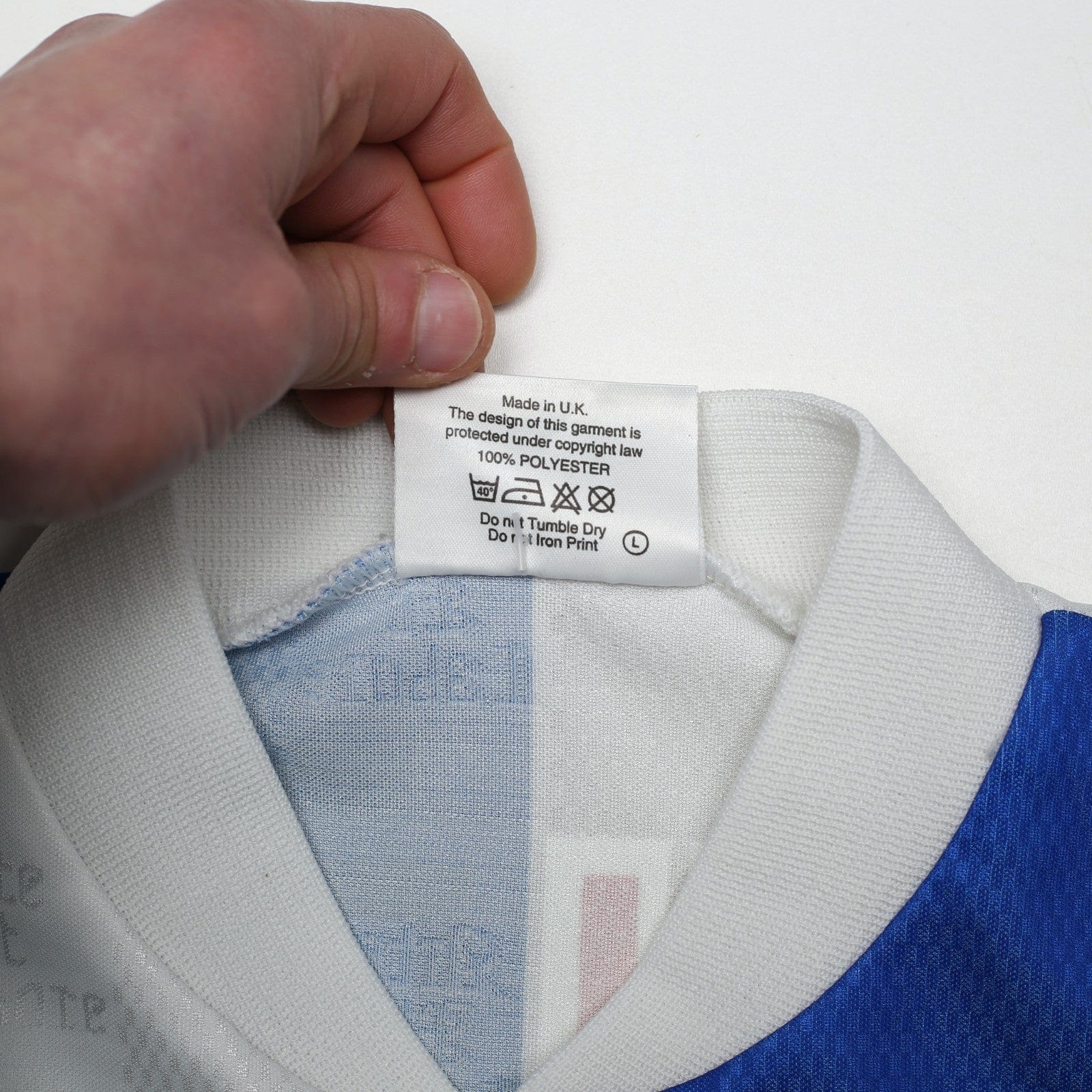 1996/98 Duff #32 Blackburn Rovers Vintage ASICS Home Football Shirt (M)