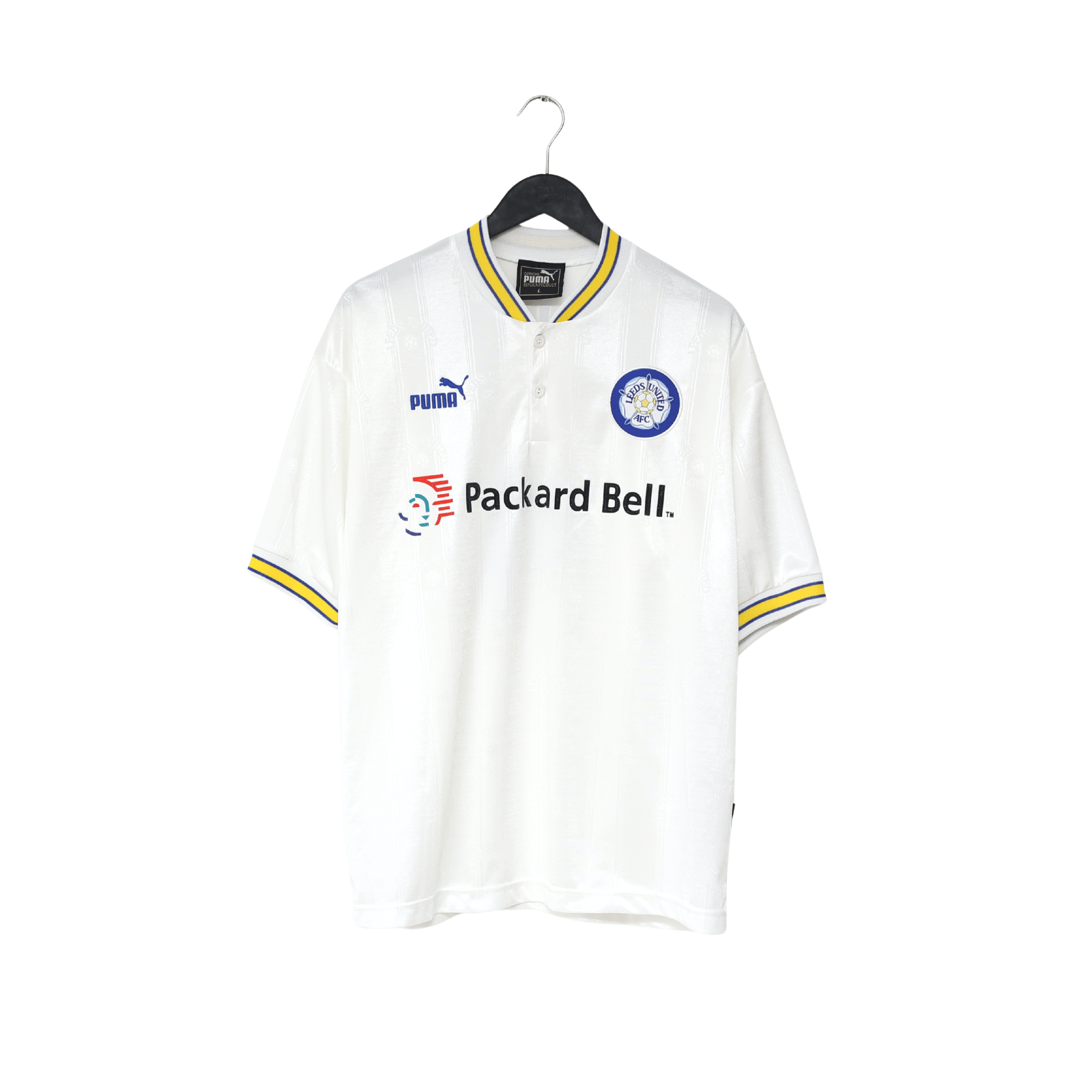 1996/98 HAALAND #4 Leeds United Vintage PUMA Home Football Shirt (L)