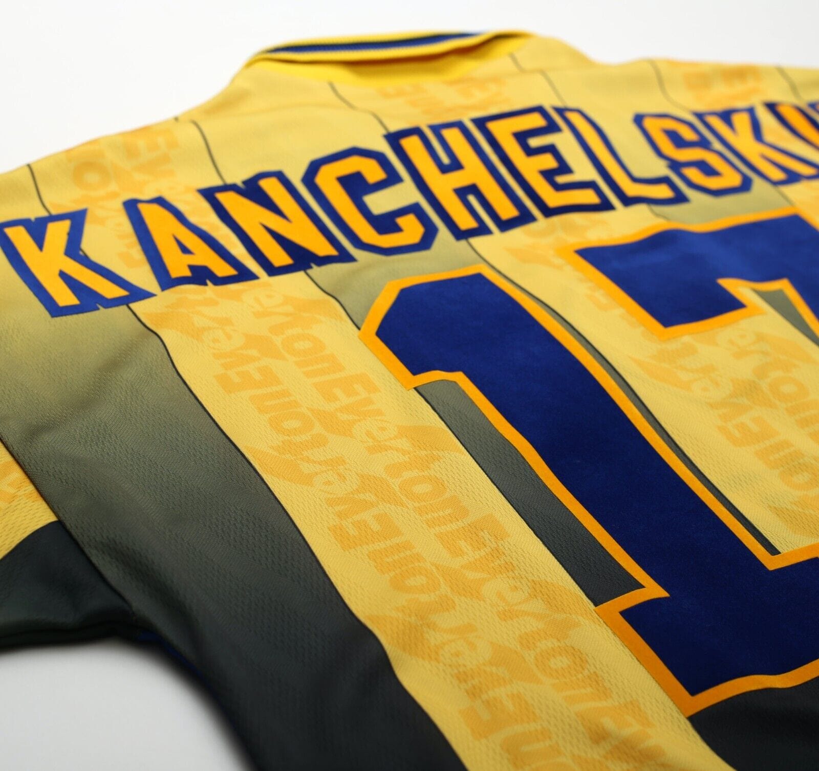 1996/98 KANCHELSKIS #17 Everton Vintage Umbro Away Football Shirt (L)