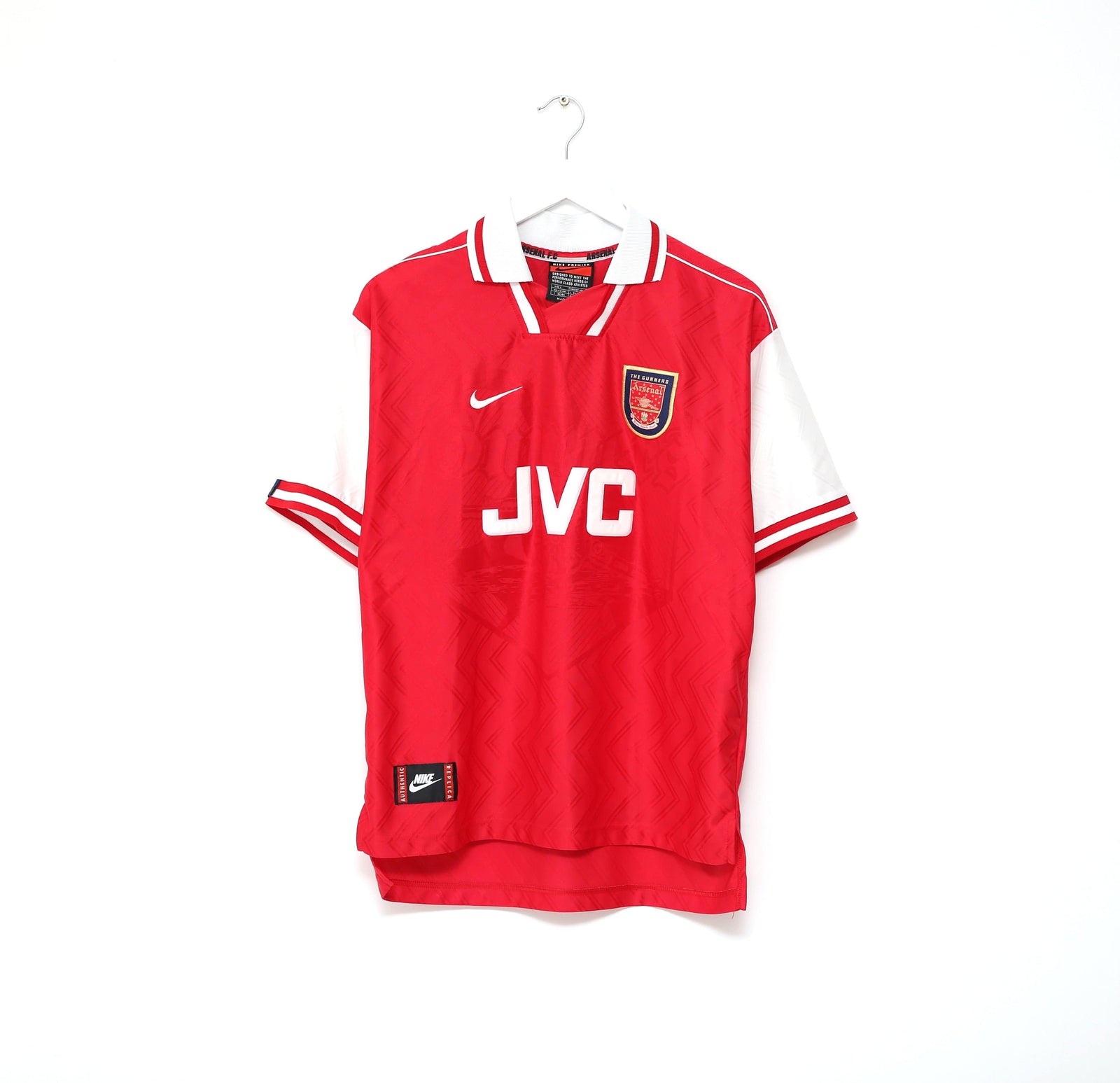 1996/98 WRIGHT #8 Arsenal Vintage adidas Home Football Shirt (L)