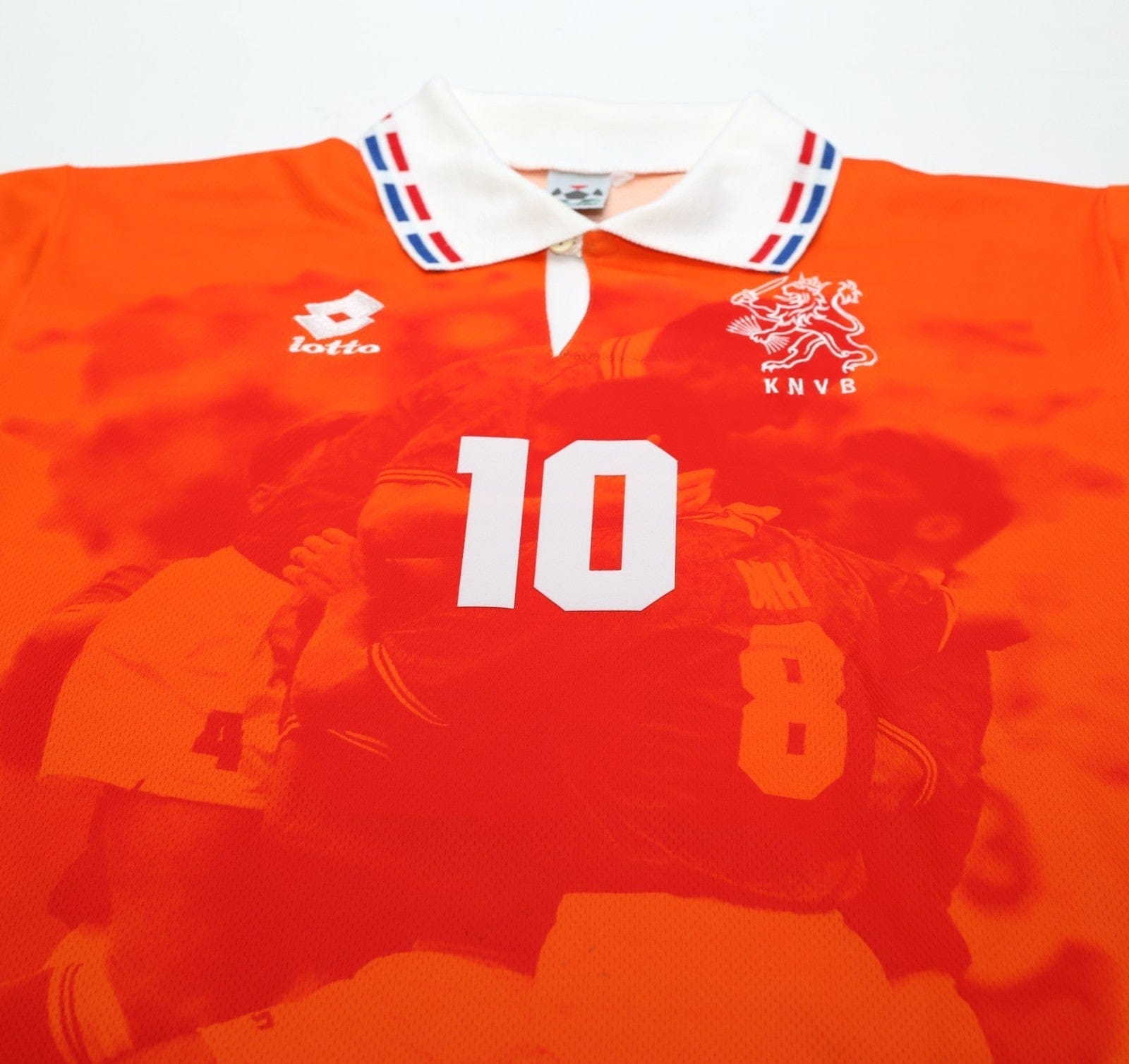 1996 BERGKAMP #10 Holland Vintage Lotto Home Football Shirt (L) Netherlands
