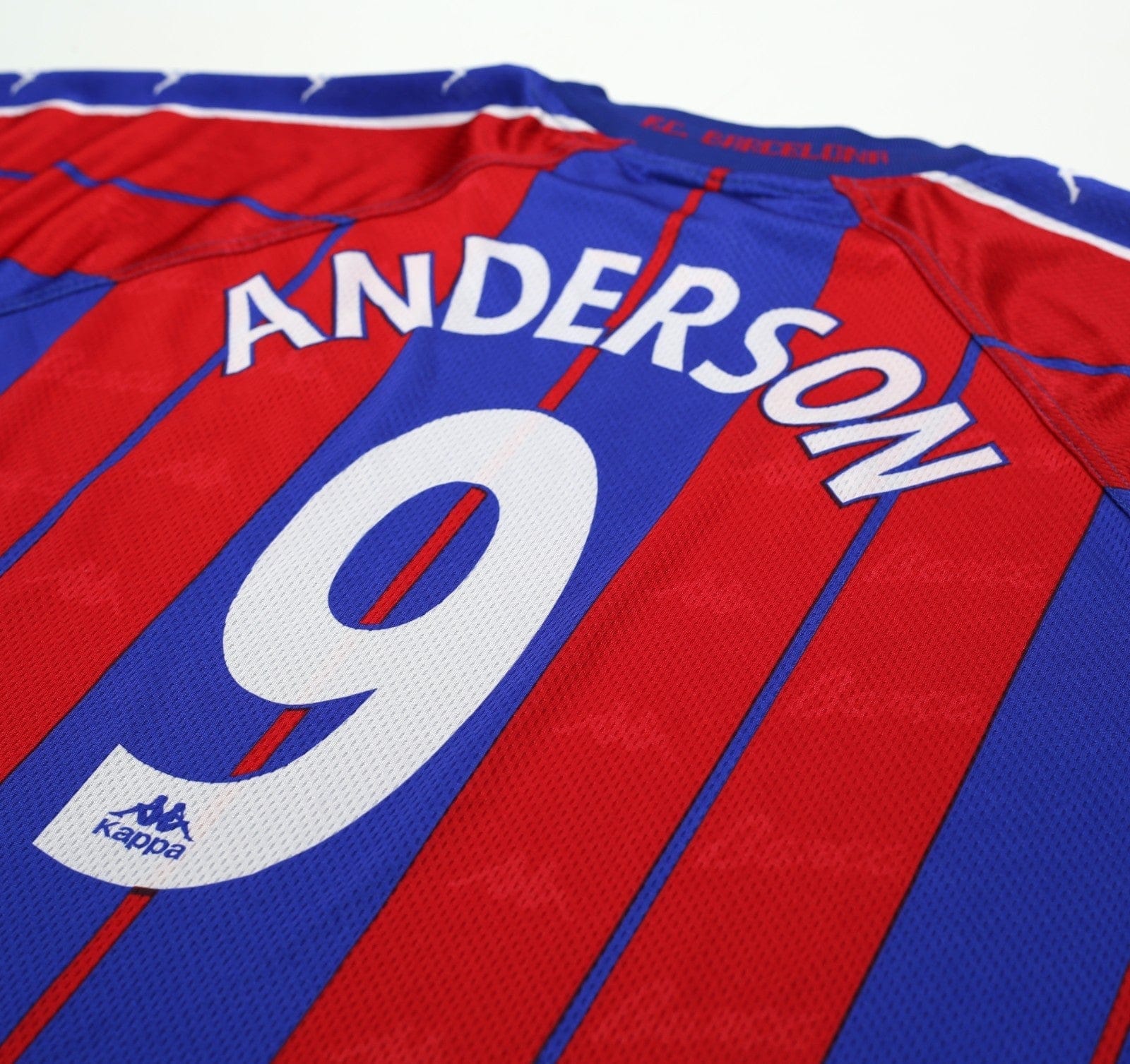 1997/98 ANDERSON #9 Barcelona Vintage Kappa Player Spec Home Football Shirt (XL)