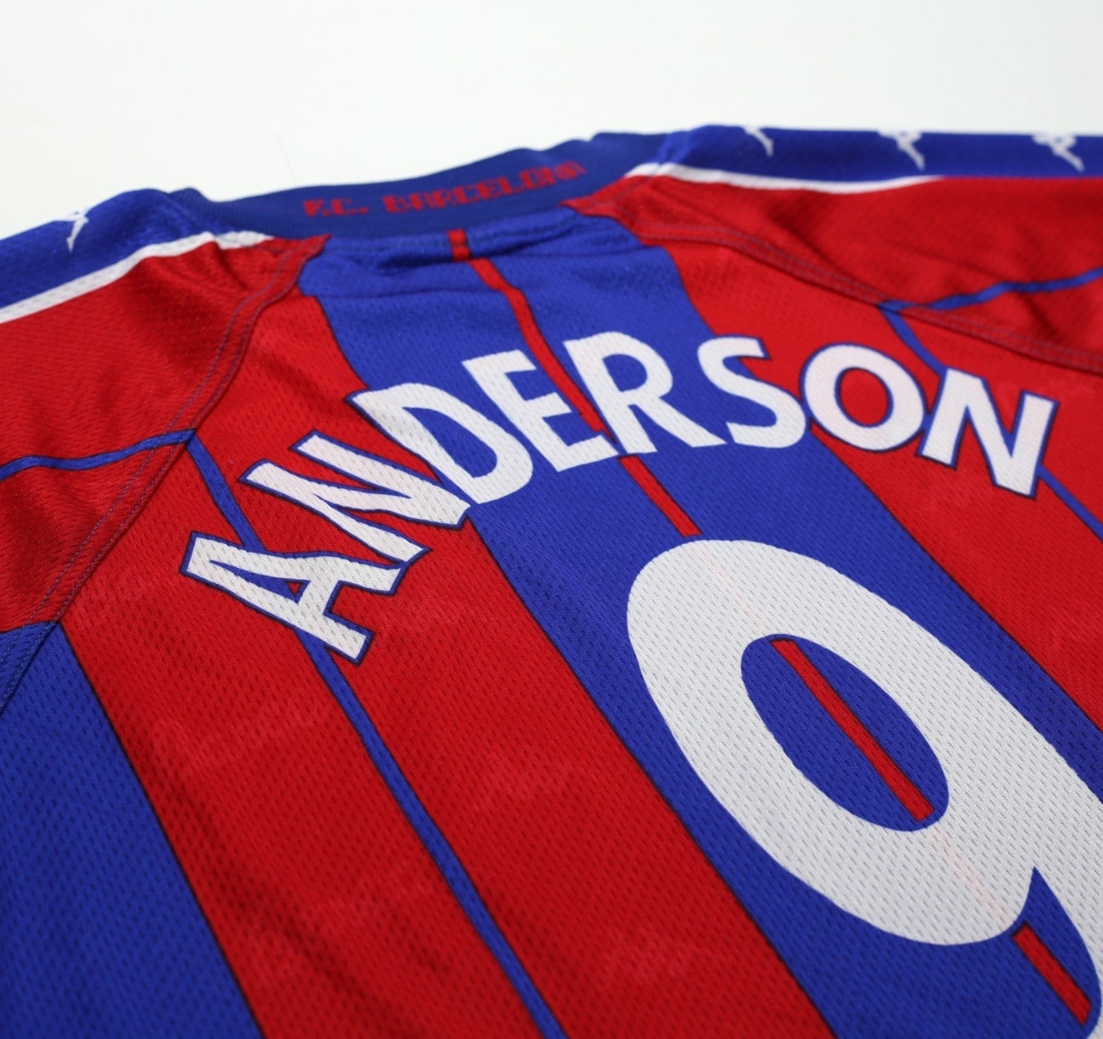 1997/98 ANDERSON #9 Barcelona Vintage Kappa Player Spec Home Football Shirt (XL)