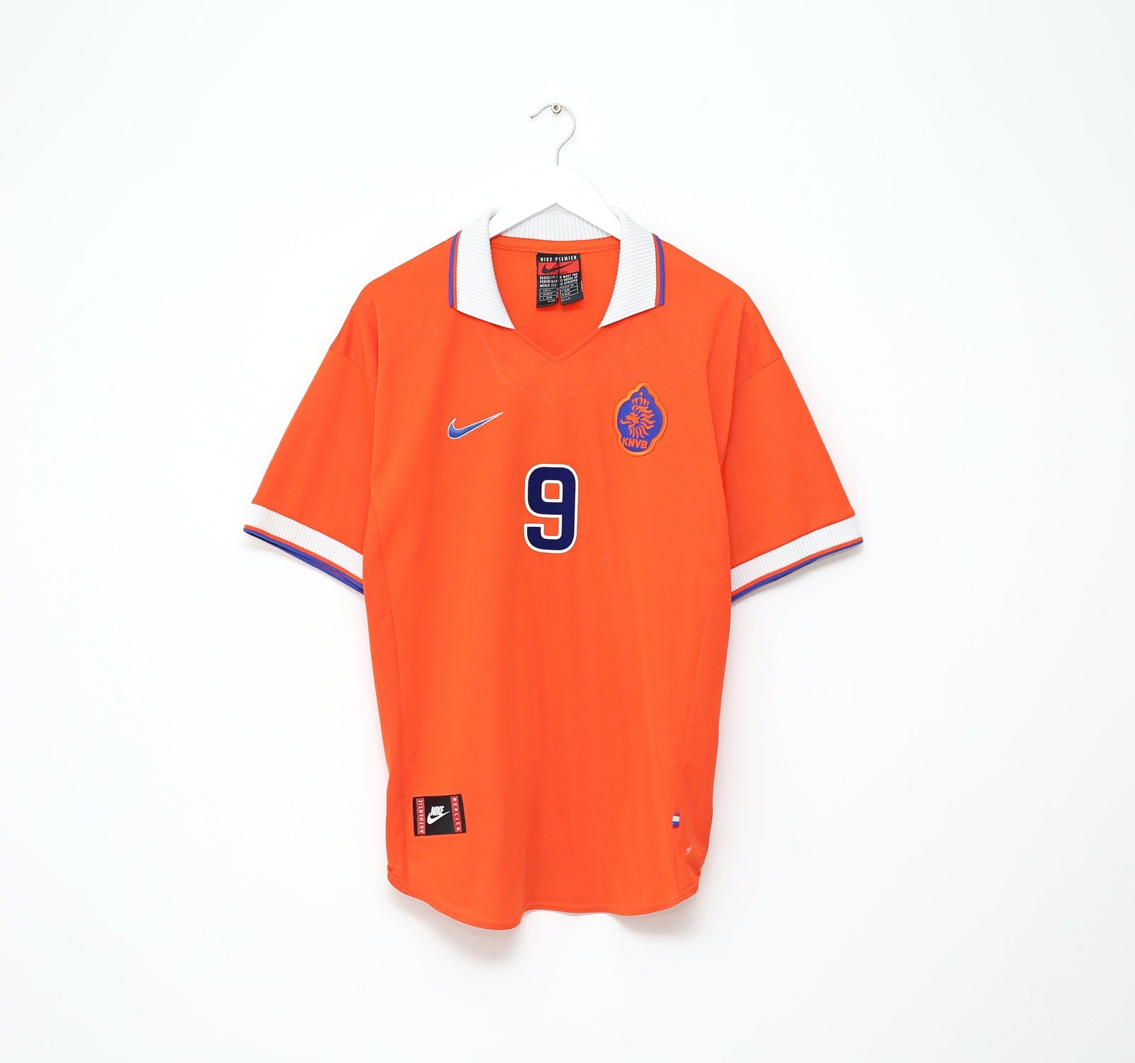 1997/98 KLUIVERT #9 Holland Vintage Nike Home Football Shirt (L)