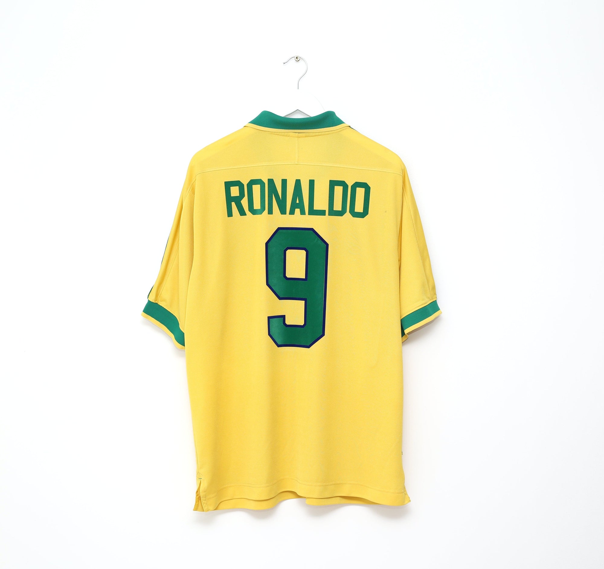 1997/98 RONALDO #9 Brazil Vintage Nike Home Football Shirt (XL) Le Tournoi