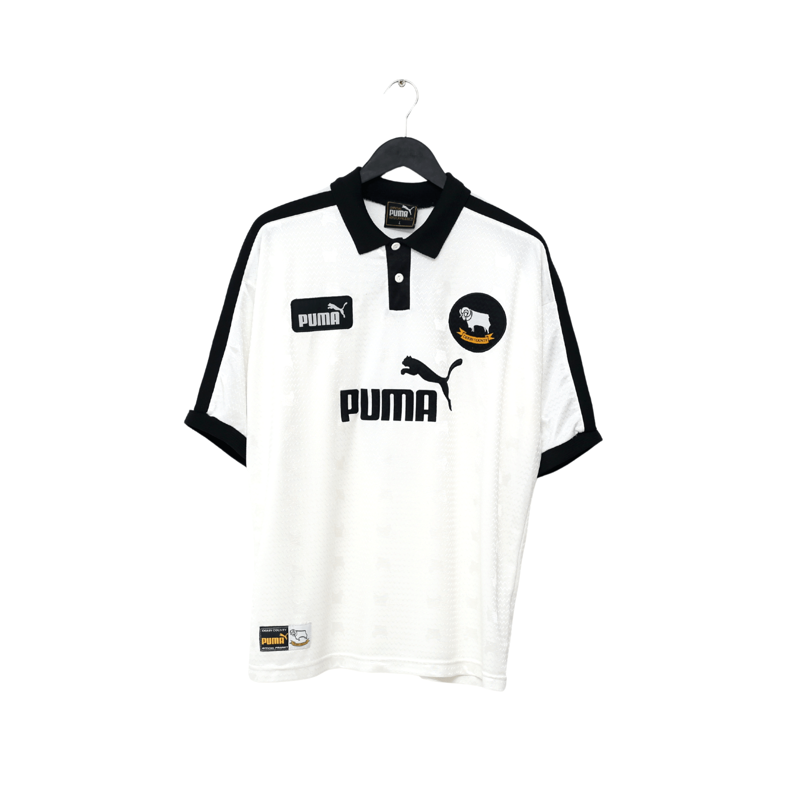 1997/98 WANCHOPE #9 Derby County Vintage PUMA Home Football Shirt (L)