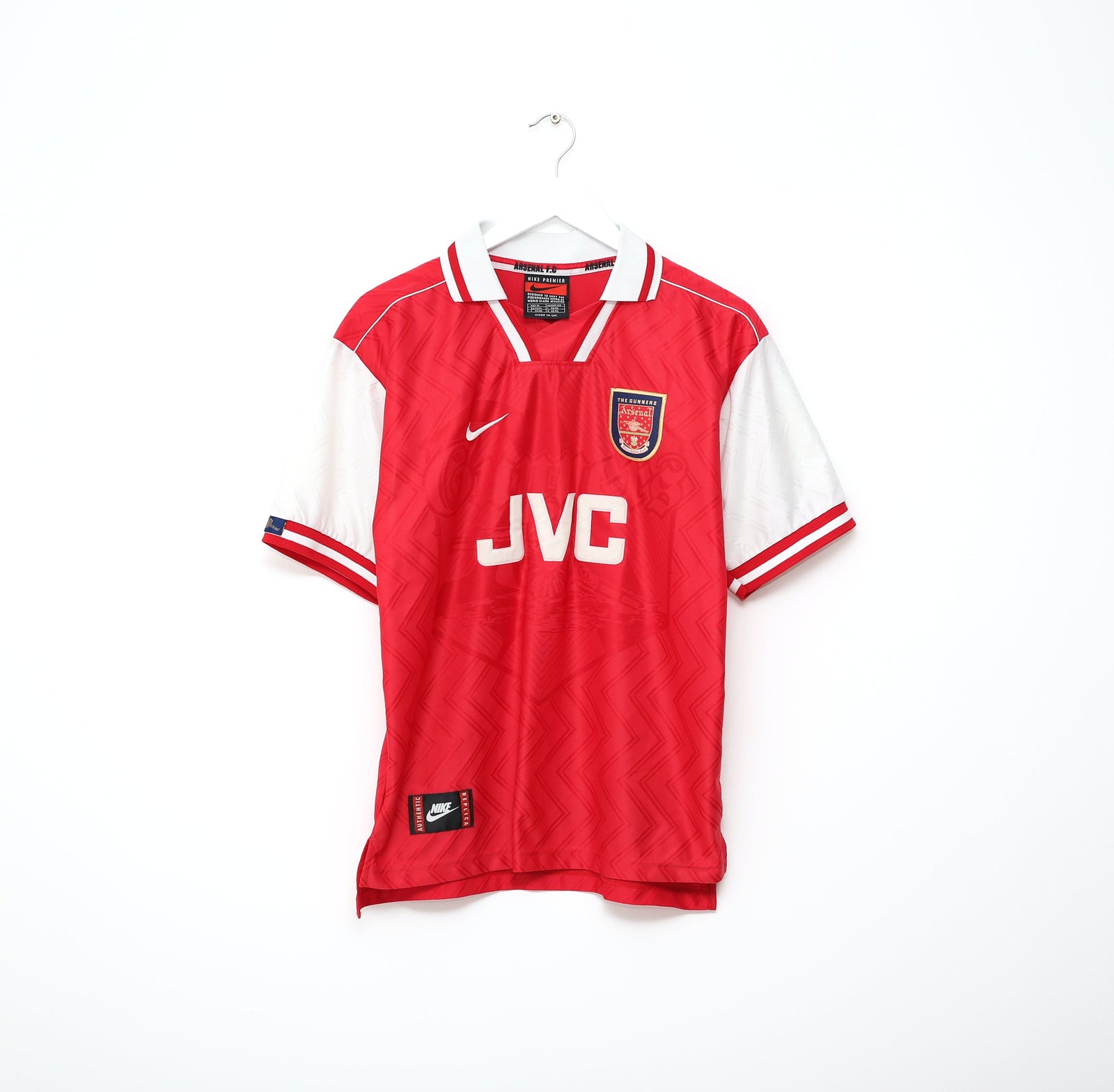 1997/98 WRIGHT #8 Arsenal Vintage Nike Home Football Shirt Jersey (M)