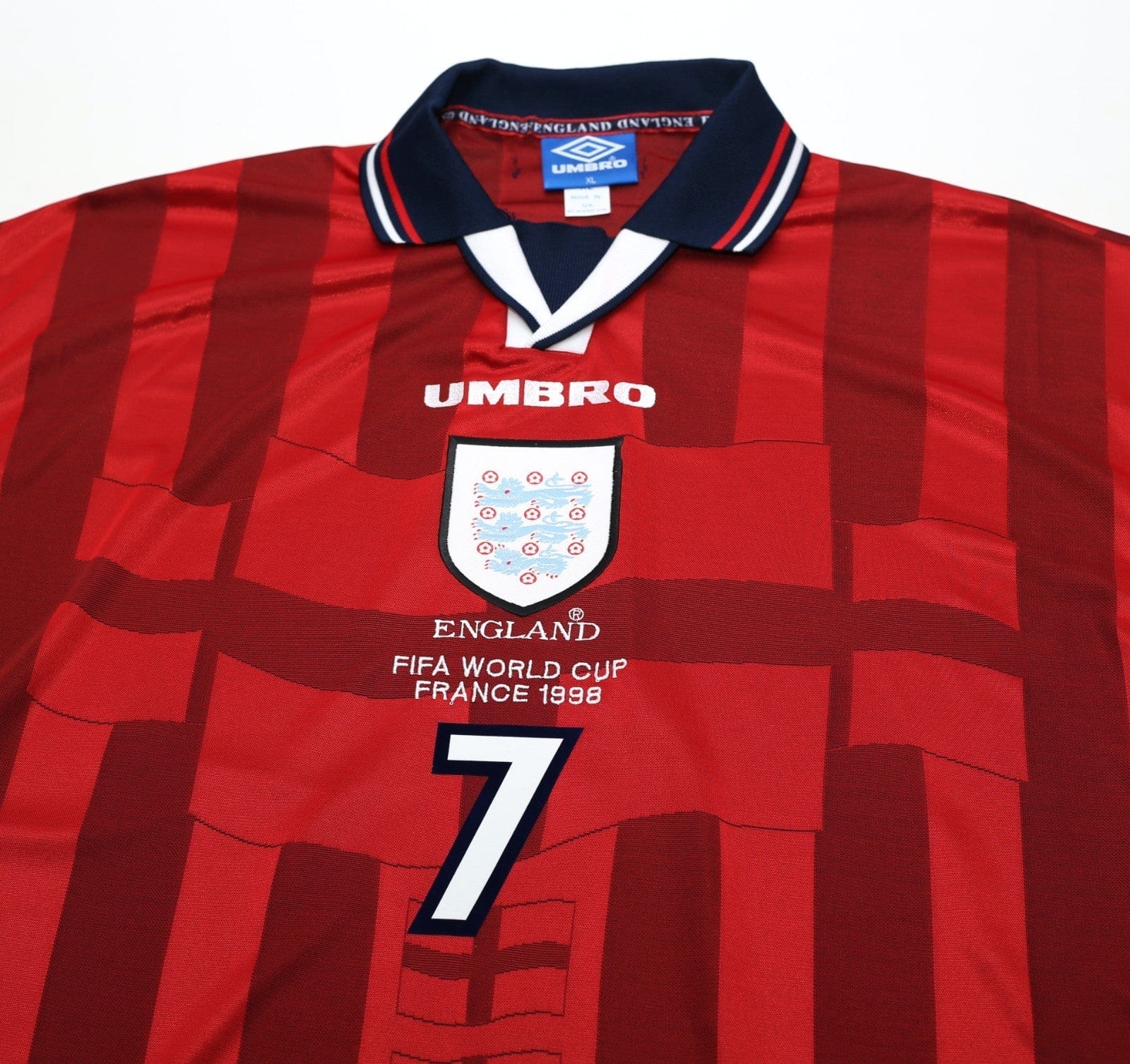 1997/99 BECKHAM #7 England Vintage Umbro Away Football Shirt (XL) WC 1998