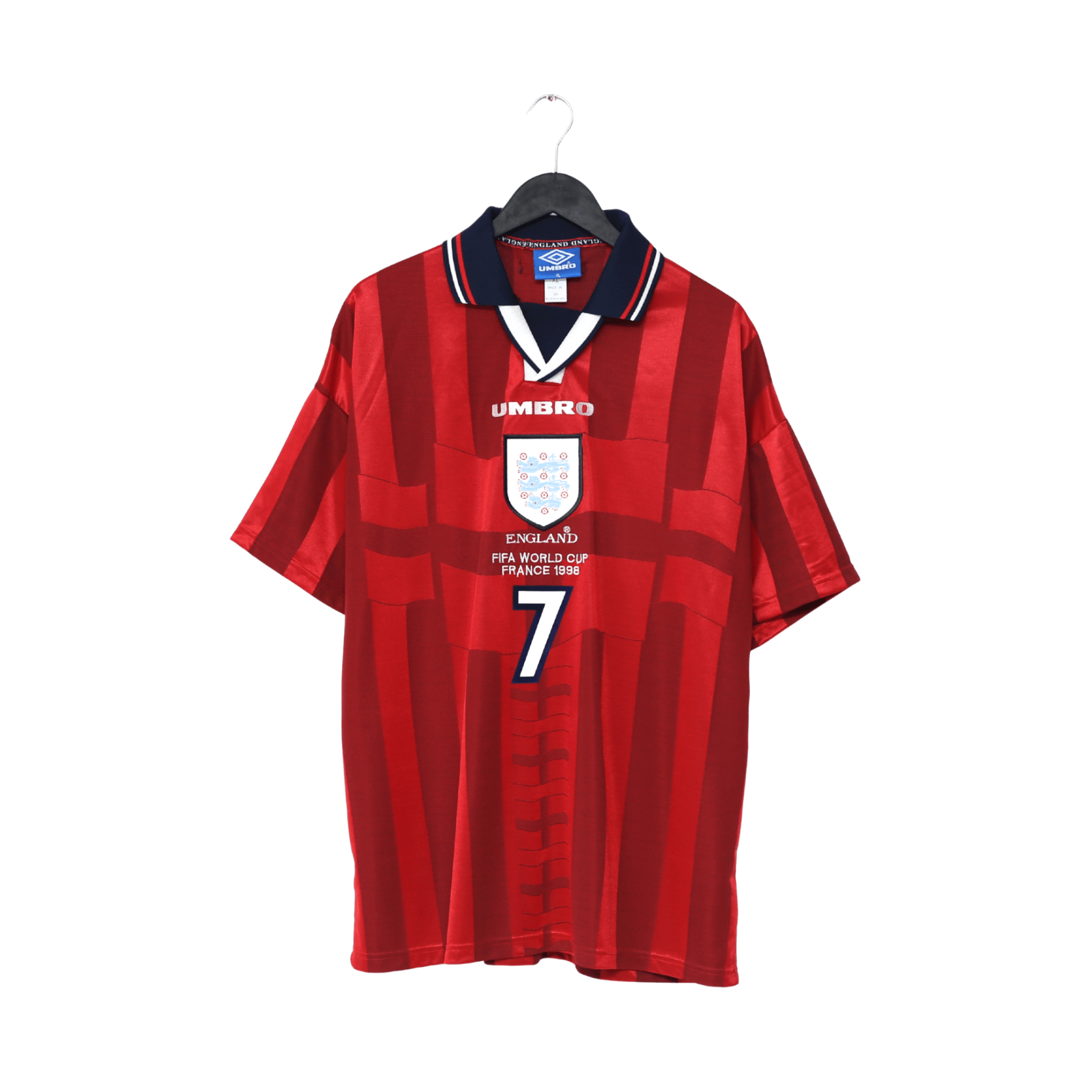 1997/99 BECKHAM #7 England Vintage Umbro Away Football Shirt (XL) WC 1998