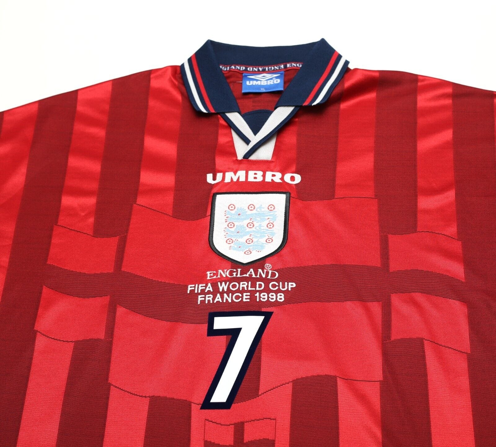1997/99 BECKHAM #7 England Vintage Umbro Away Football Shirt (XL) World Cup 98