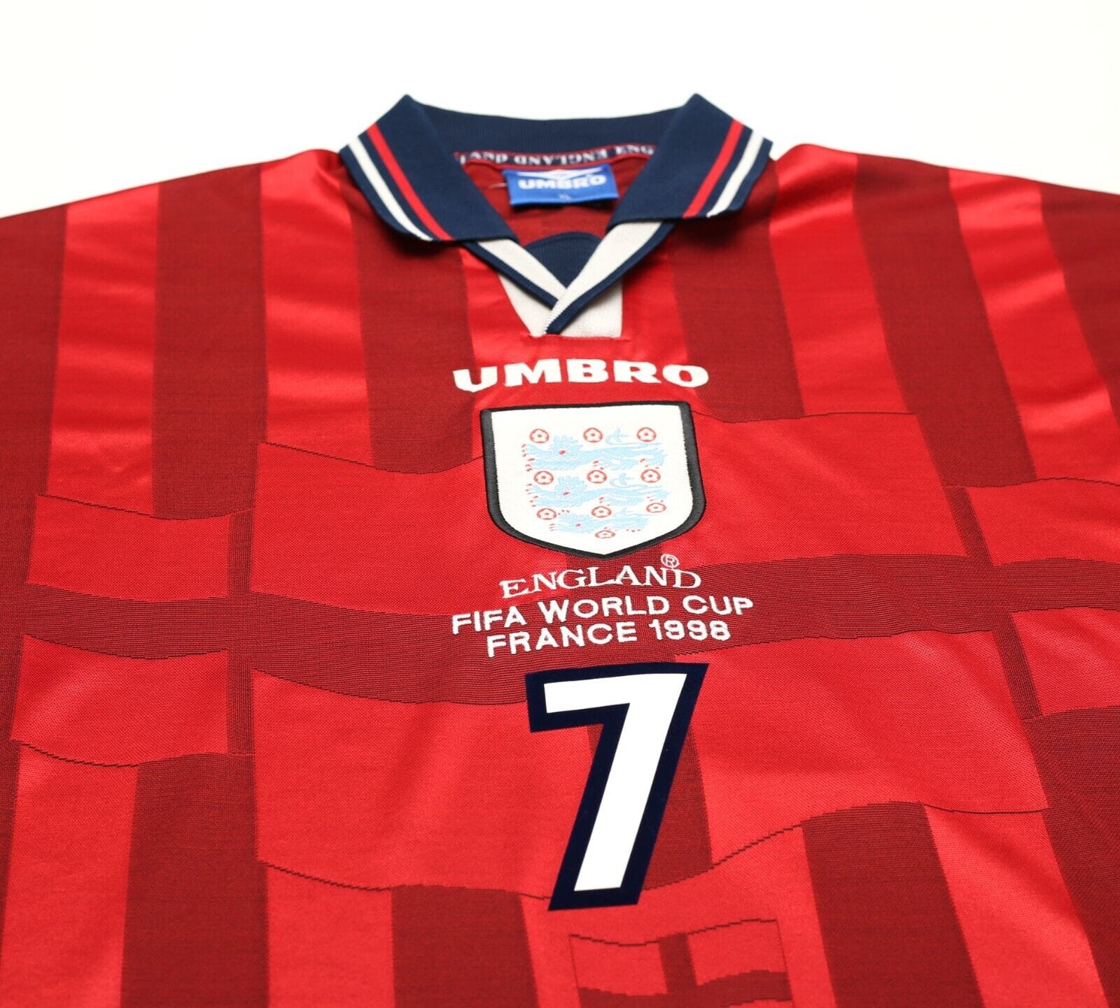 1997/99 BECKHAM #7 England Vintage Umbro Away Football Shirt (XL) World Cup 98