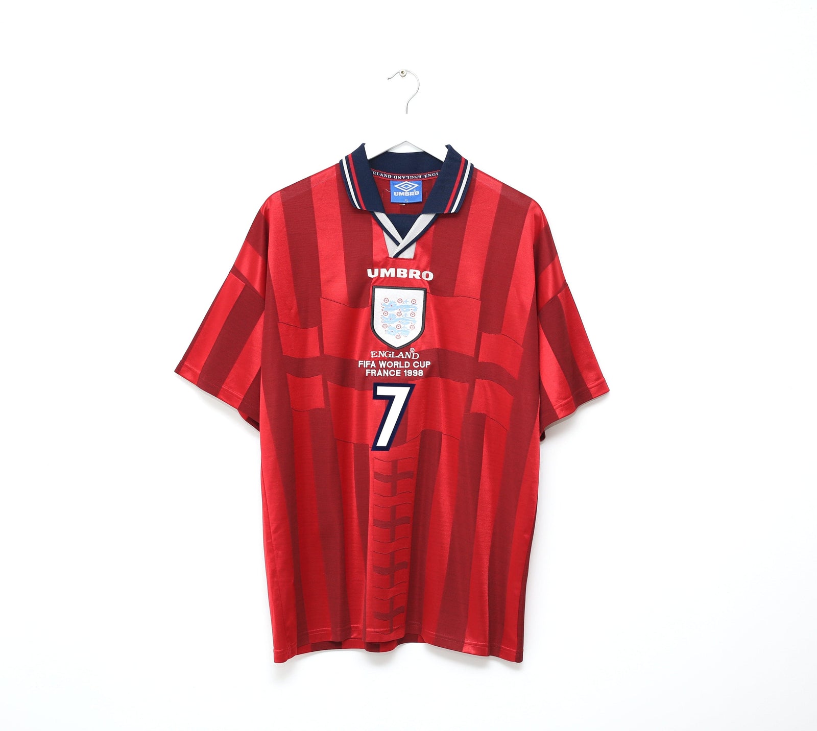 1997/99 BECKHAM #7 England Vintage Umbro Away Football Shirt (XL) World Cup 98