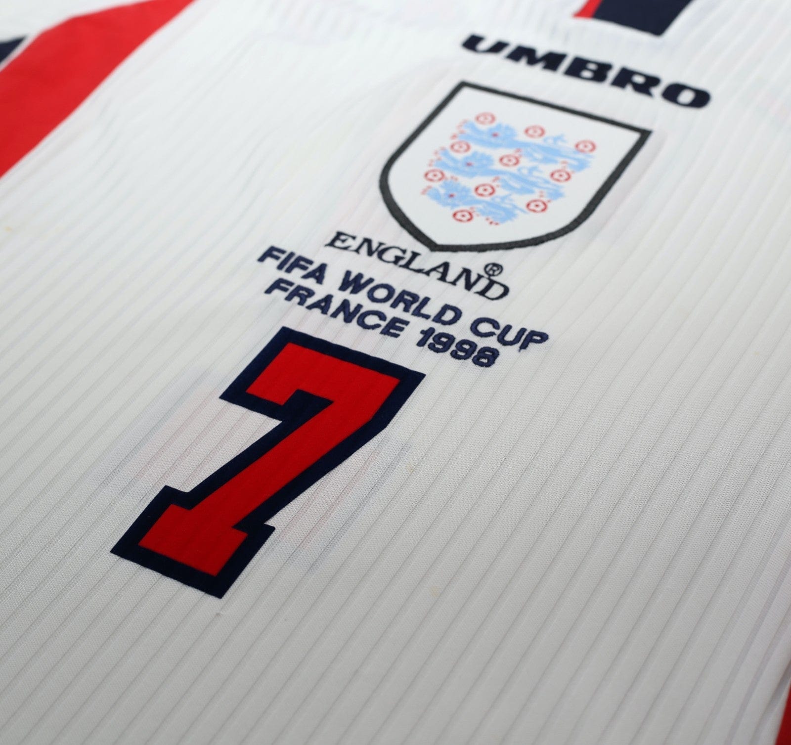 1997/99 BECKHAM #7 England Vintage Umbro Home Football Shirt (M/L) WC 1998