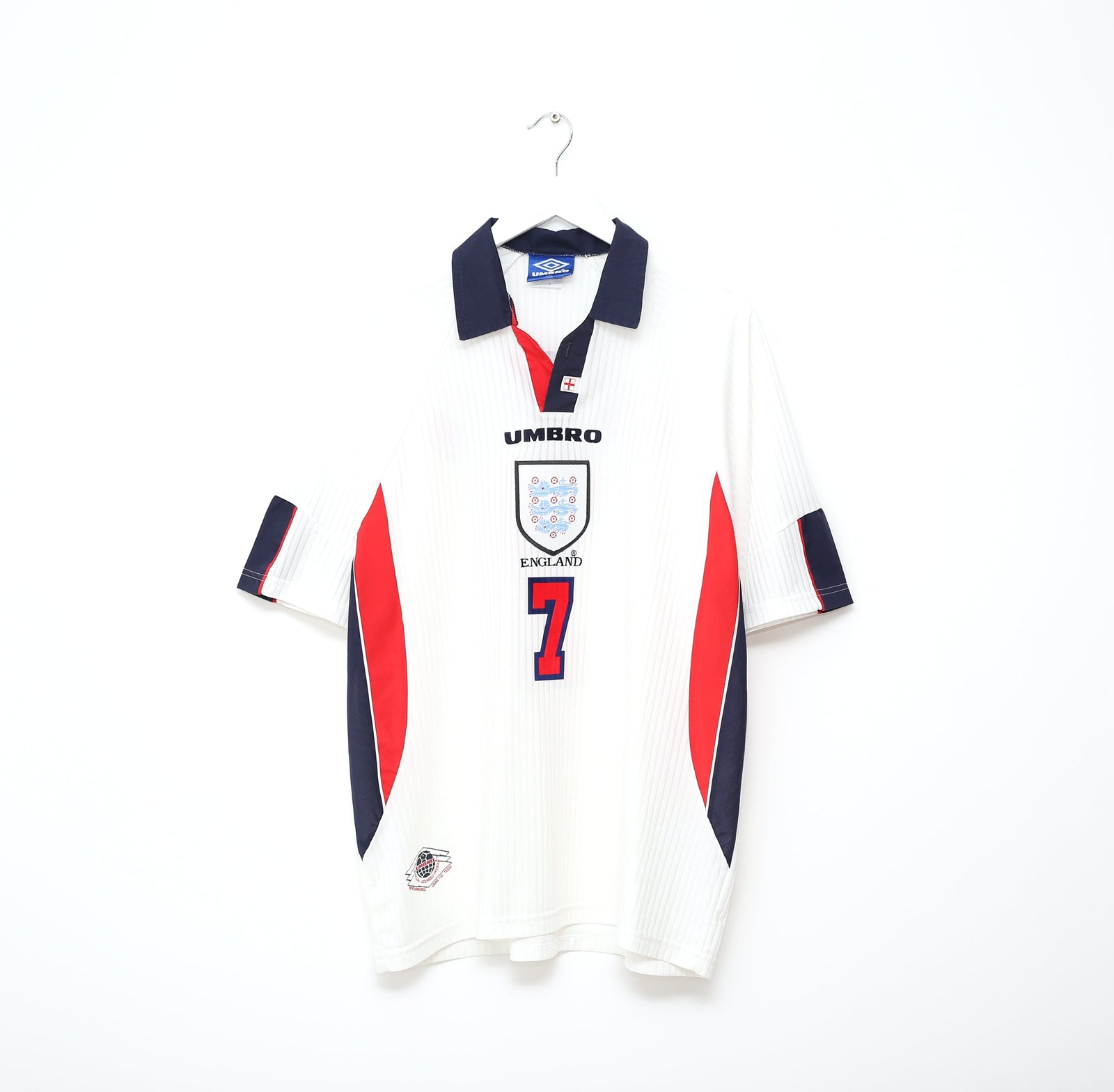 1997/99 BECKHAM #7 England Vintage Umbro Home Football Shirt (XL) World Cup 1998