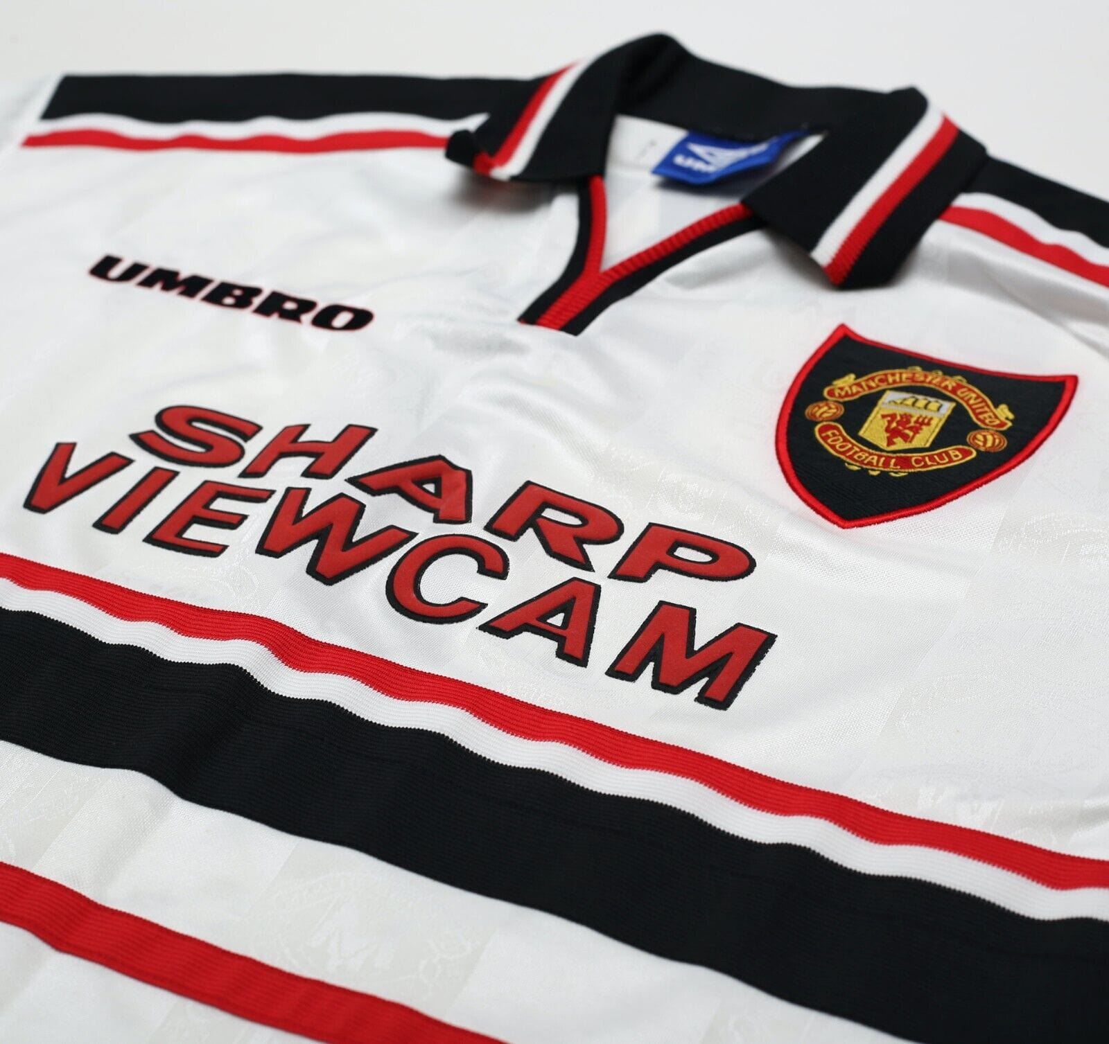 1997/99 BECKHAM #7 Manchester United Vintage Umbro Away Football Shirt (M)