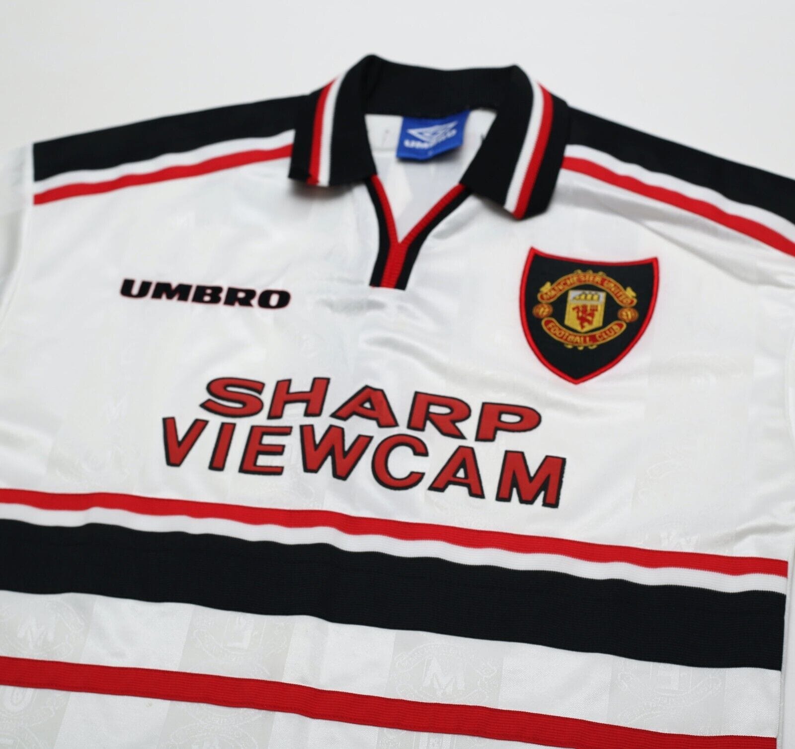 1997/99 BECKHAM #7 Manchester United Vintage Umbro Away Football Shirt (M)