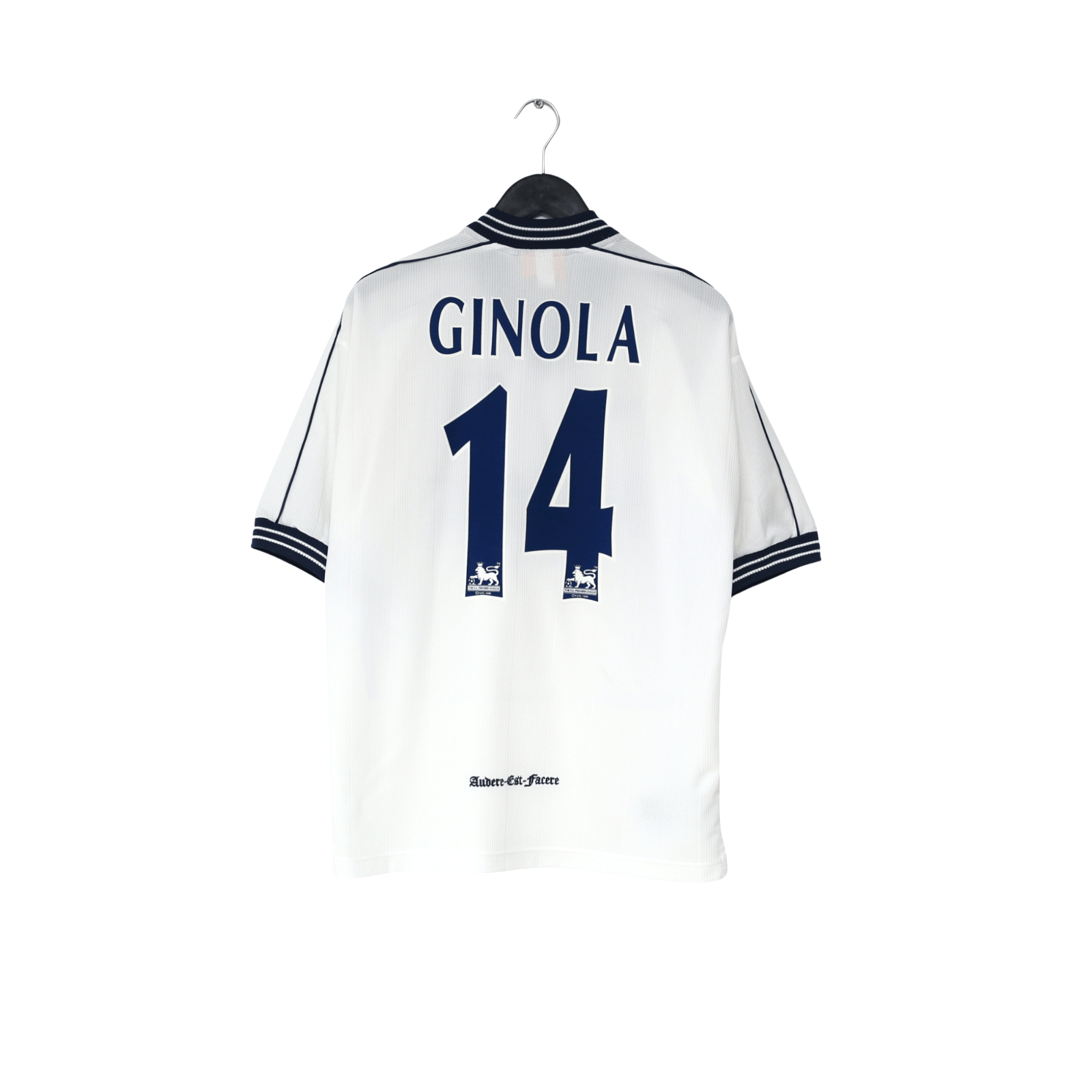 1997/99 Ginola #14 Tottenham Hotspur Vintage PONY Home Football Shirt (M)