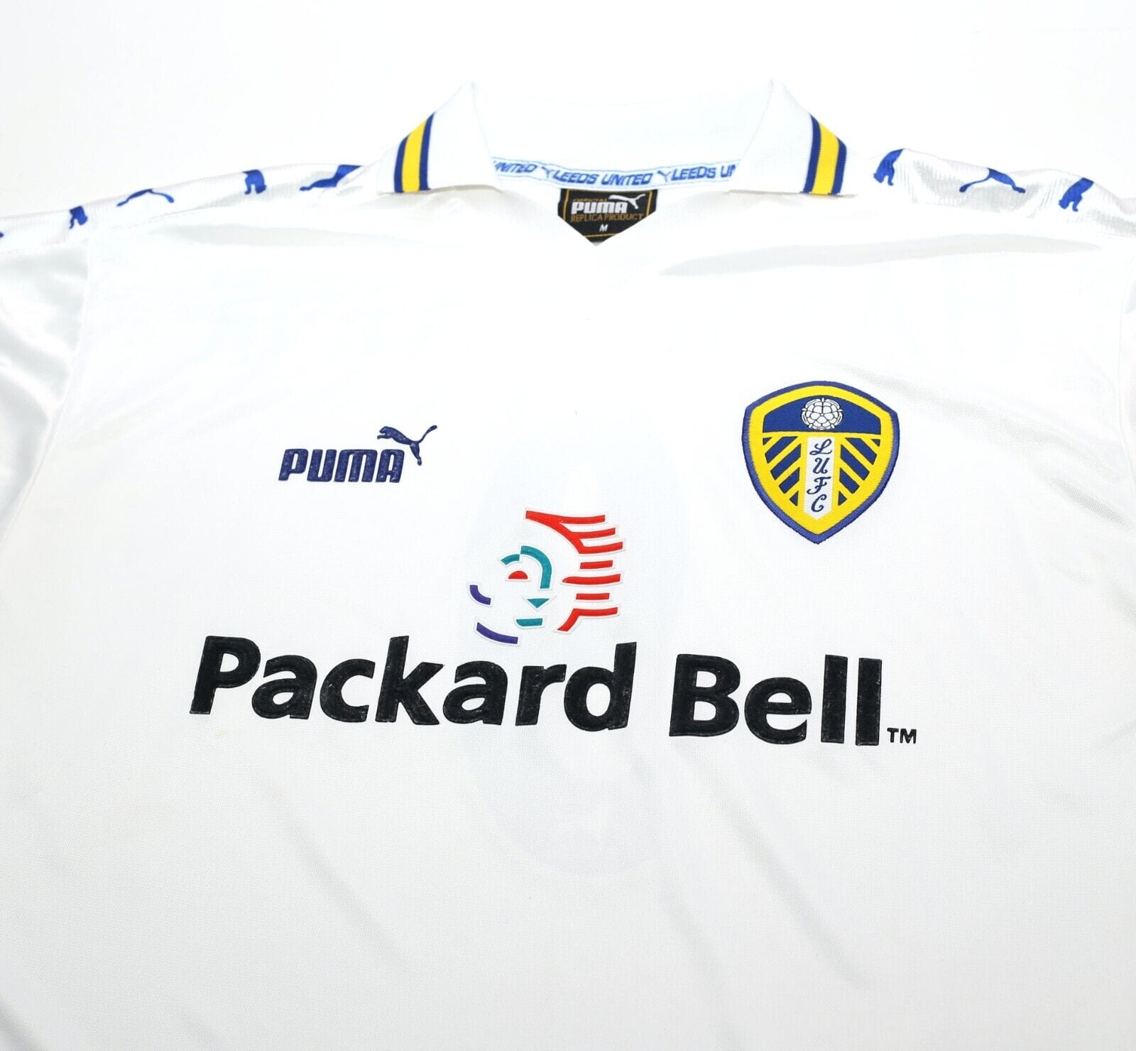 1998/00 HASSELBAINK #9 Leeds United Vintage PUMA Home Football Shirt (M)
