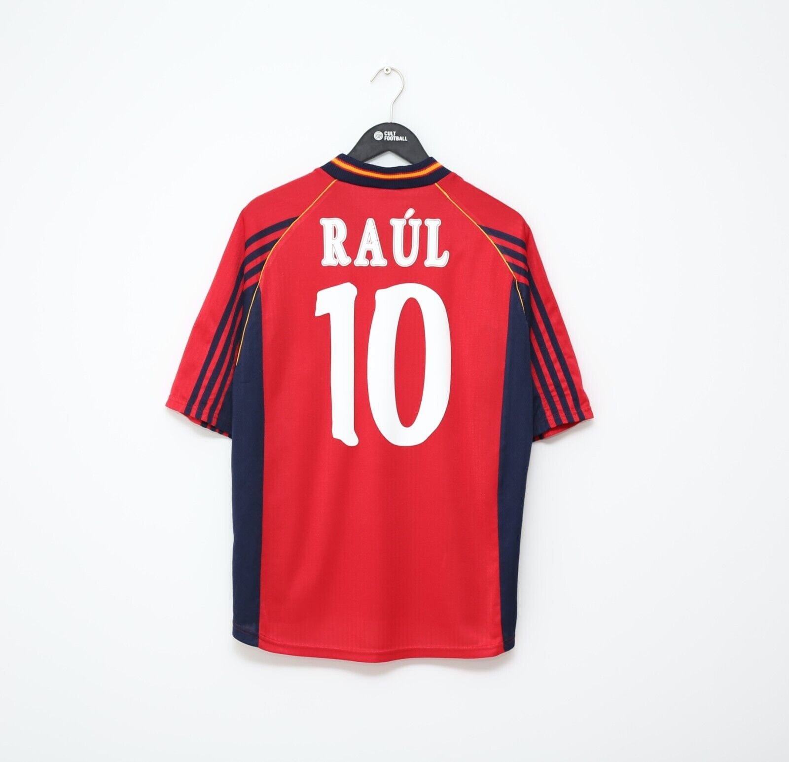 1998/00 RAUL #10 Spain Vintage adidas Home Football Shirt (L) World Cup 98
