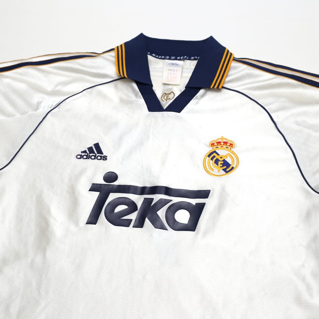 1998/00 RAUL #7 Real Madrid Vintage adidas Home Football Shirt (M)