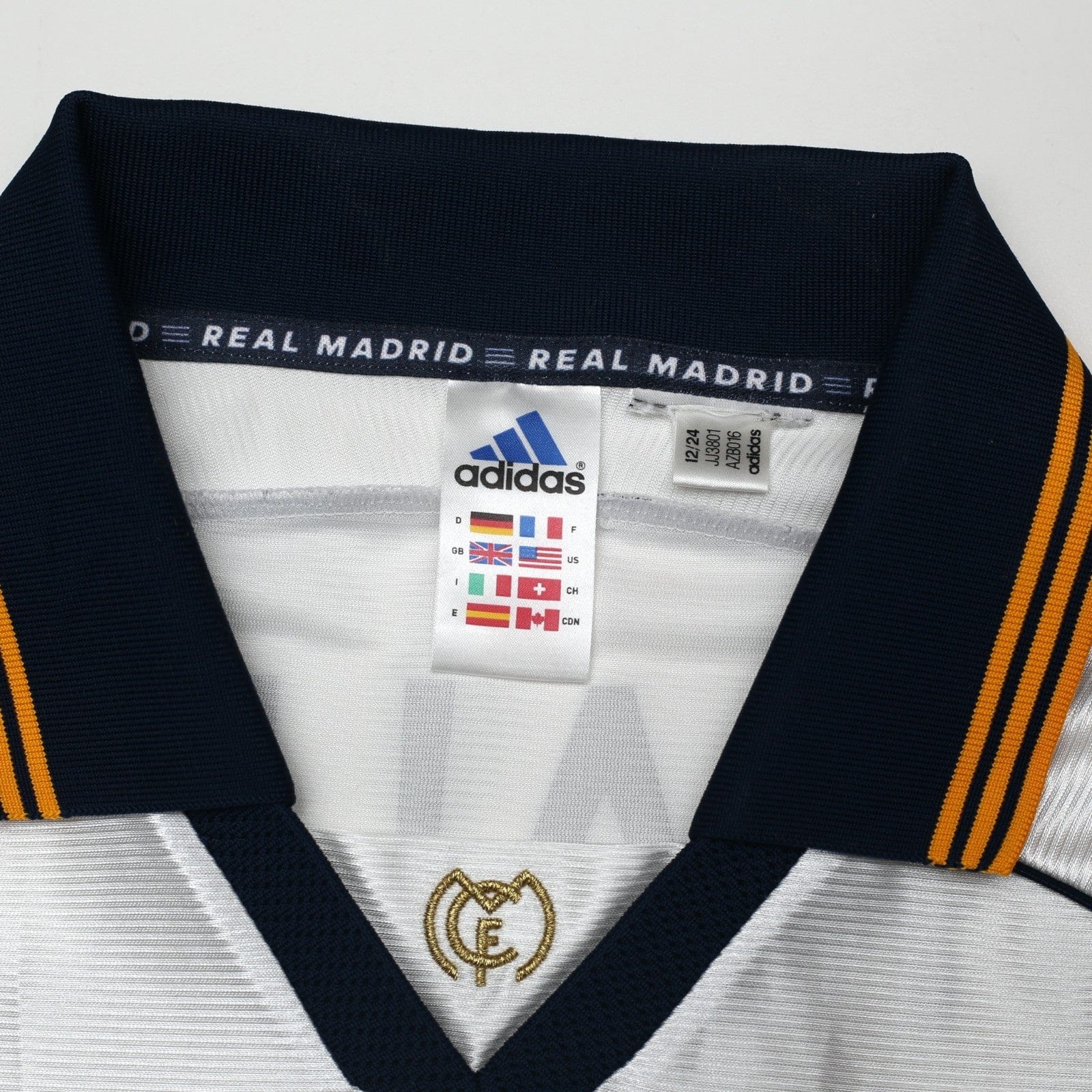 1998/00 Raul #7 Real Madrid Vintage Retro adidas Home Football Shirt (M)