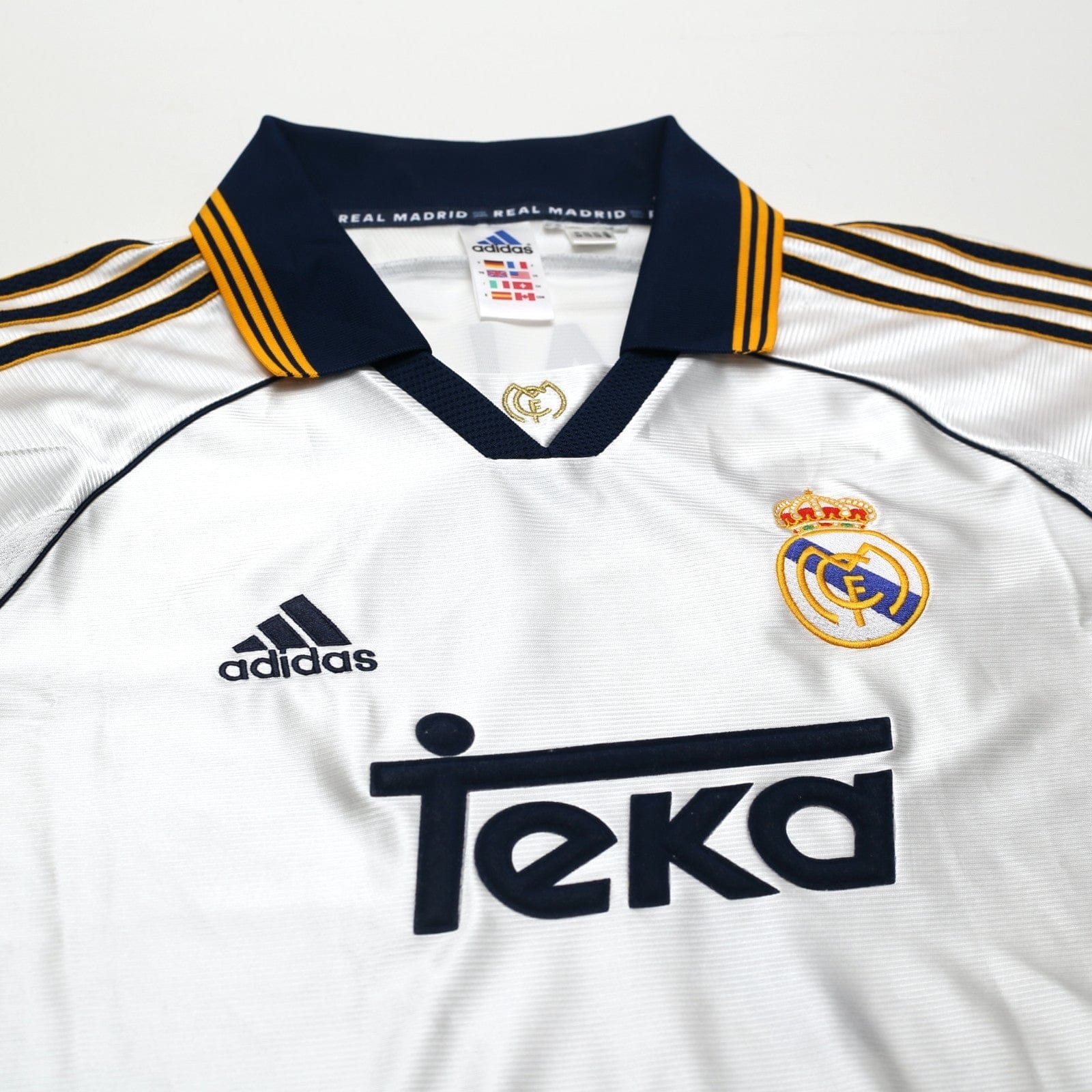1998/00 Raul #7 Real Madrid Vintage Retro adidas Home Football Shirt (M)