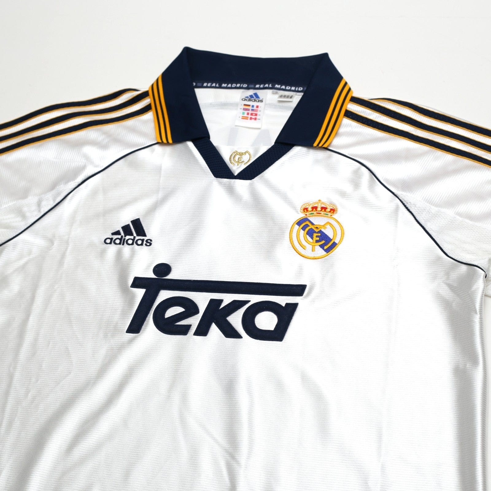1998/00 Raul #7 Real Madrid Vintage Retro adidas Home Football Shirt (M)