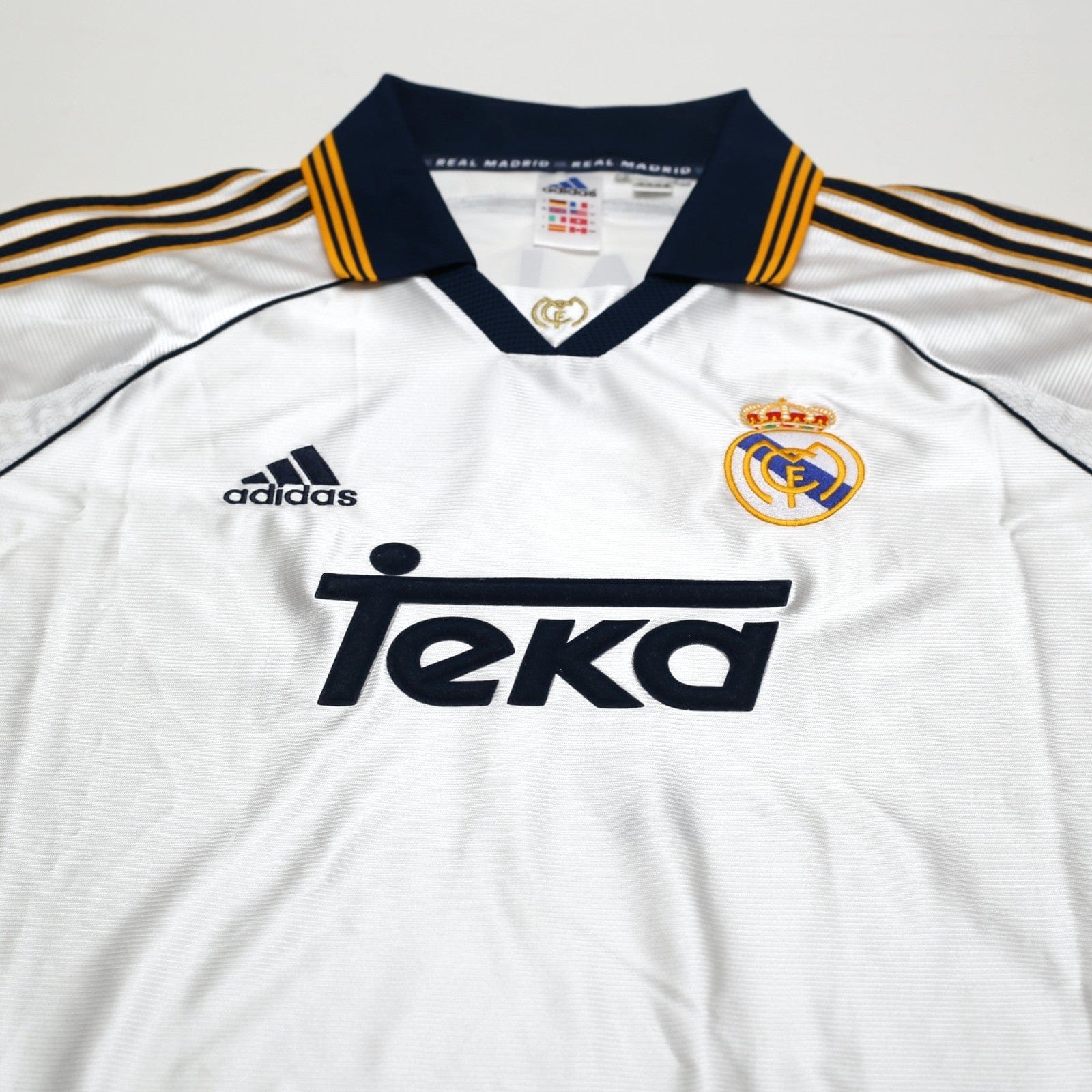 1998/00 Raul #7 Real Madrid Vintage Retro adidas Home Football Shirt (M)