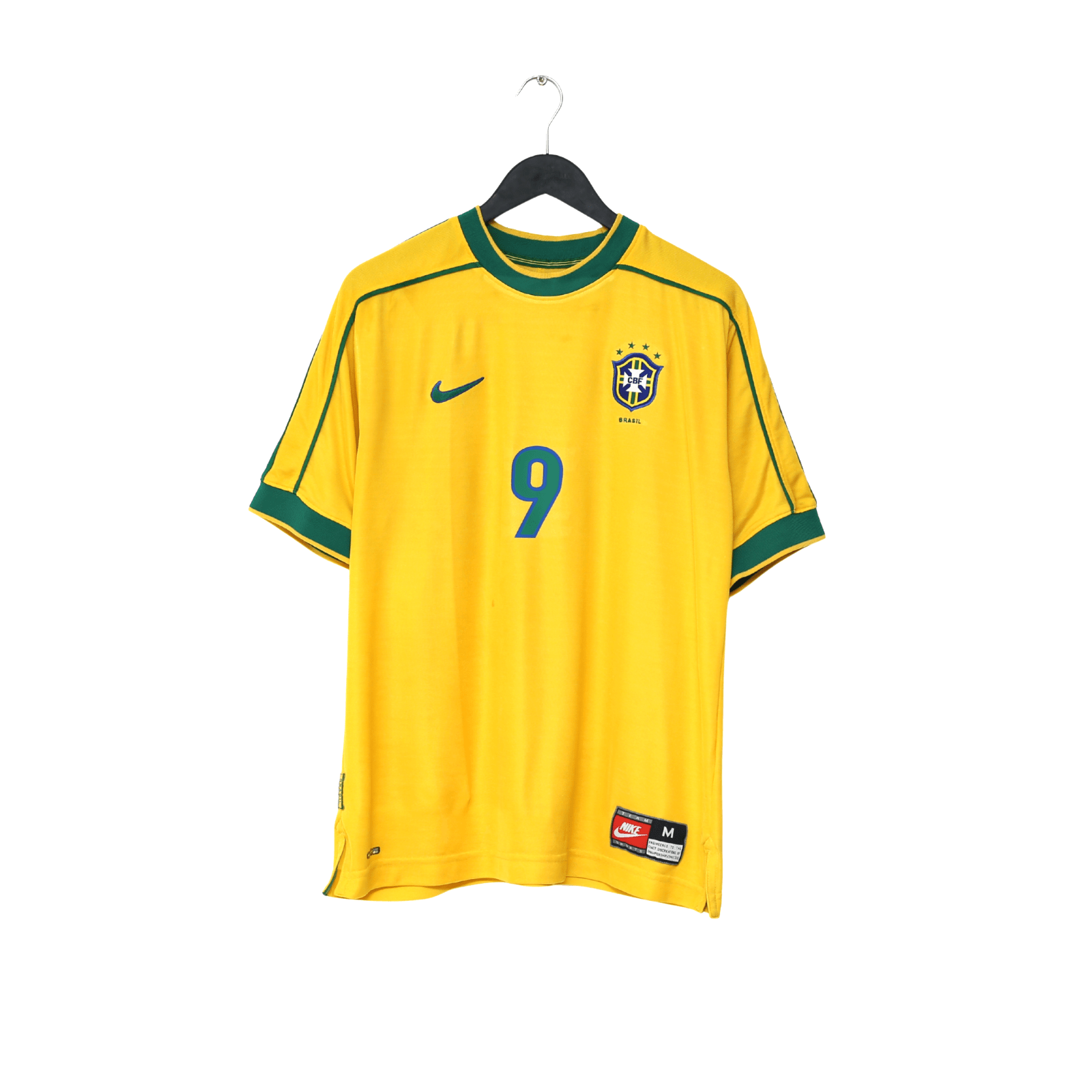 1998/00 RONALDO #9 Brazil Vintage Nike WC 98 Home Football Shirt (M)