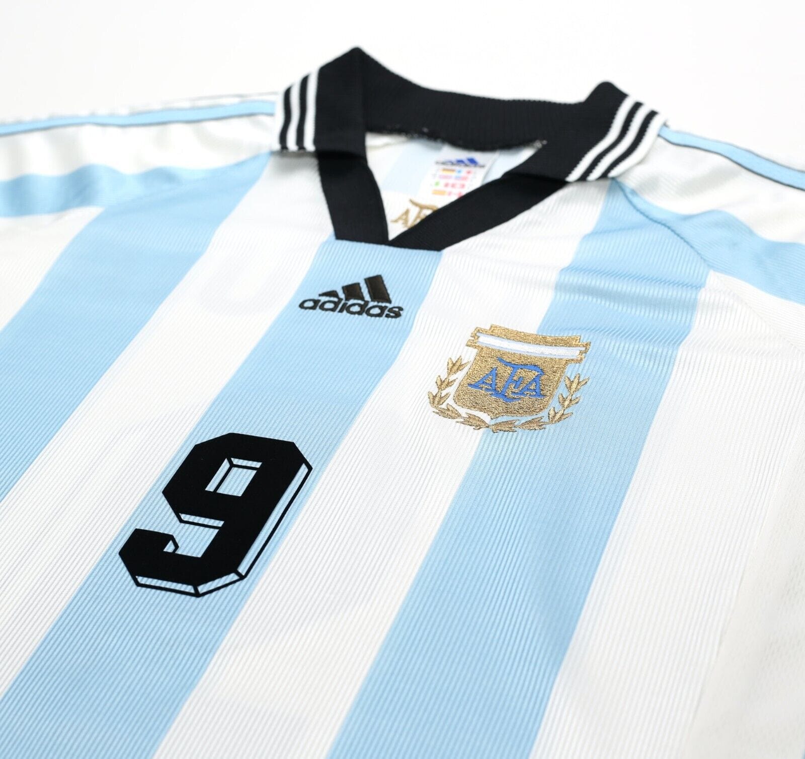 1998/99 BATISTUTA #9 Argentina Vintage adidas Home Football Shirt (M) WC 1998