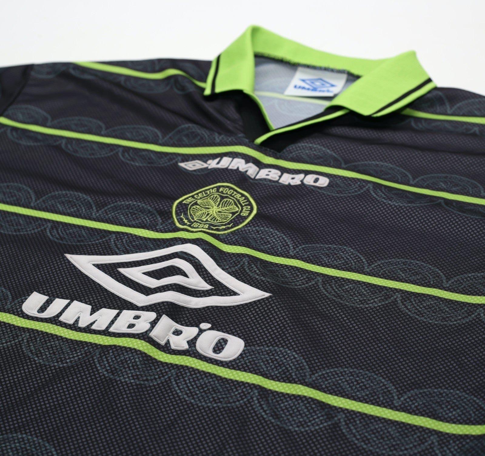 1998/99 LARSSON #7 Celtic Vintage Umbro Away Football Shirt (M)