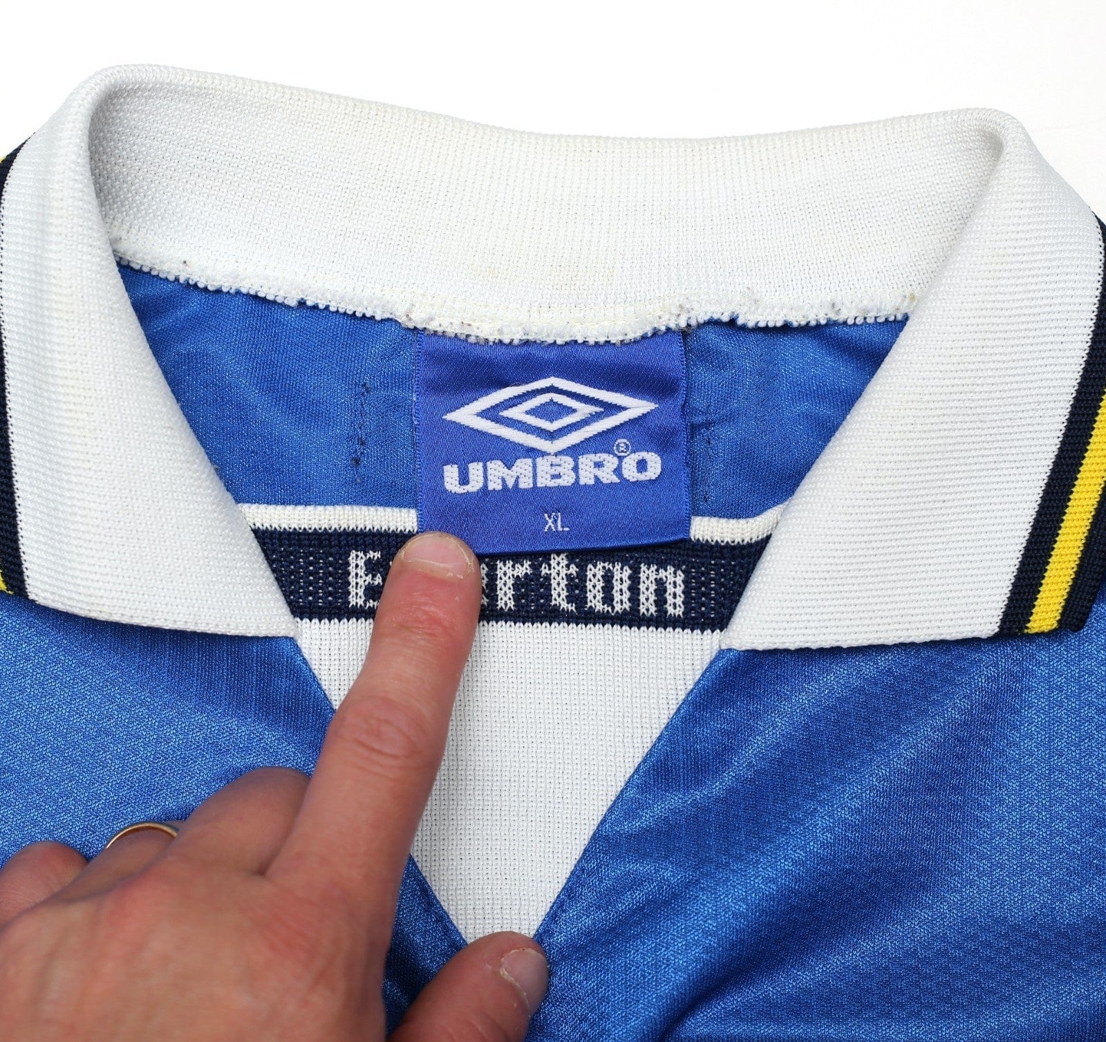 1998/99 MATERAZZI #15 Everton Vintage Umbro Home Football Shirt (L/XL)