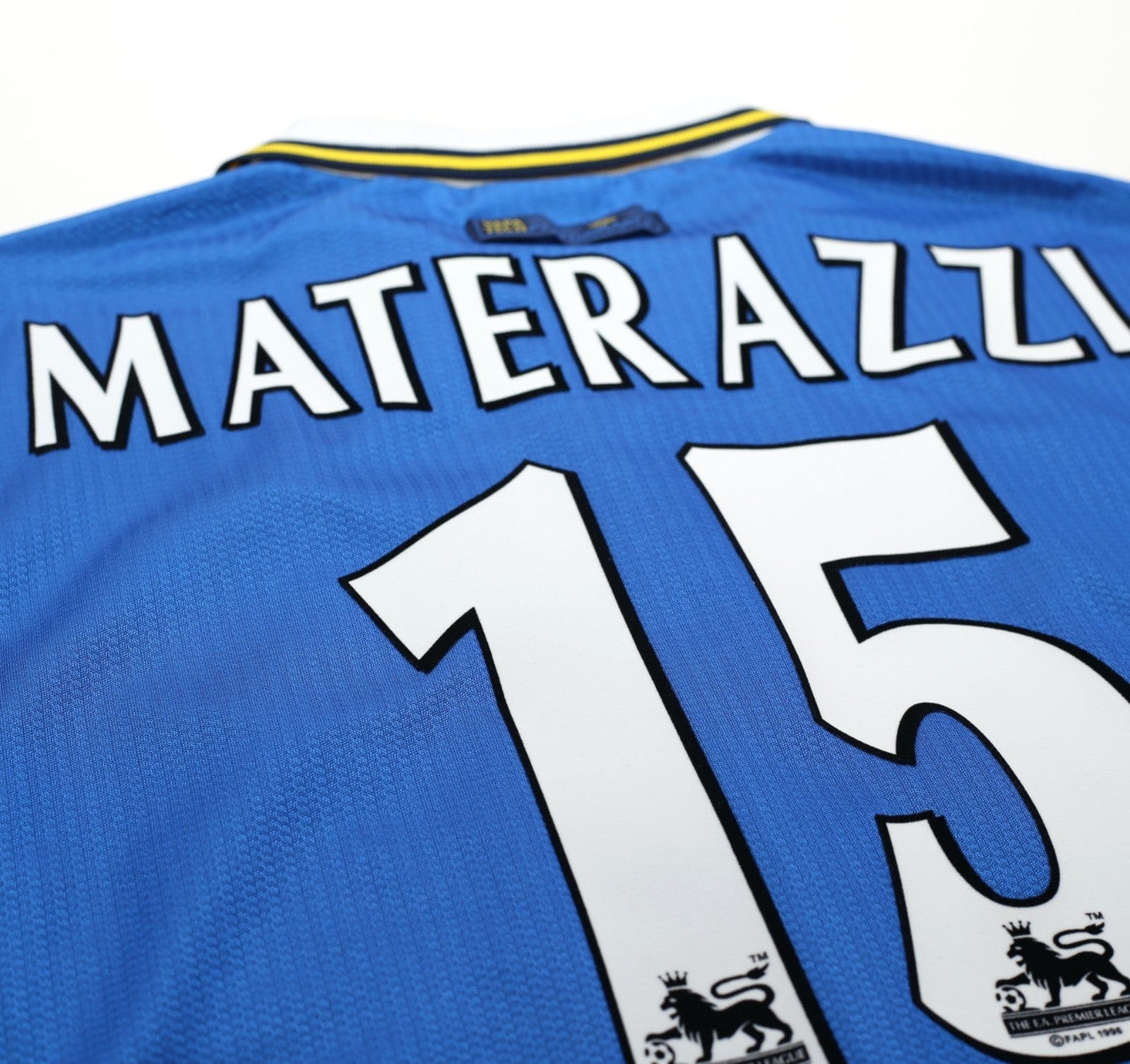 1998/99 MATERAZZI #15 Everton Vintage Umbro Home Football Shirt (L/XL)