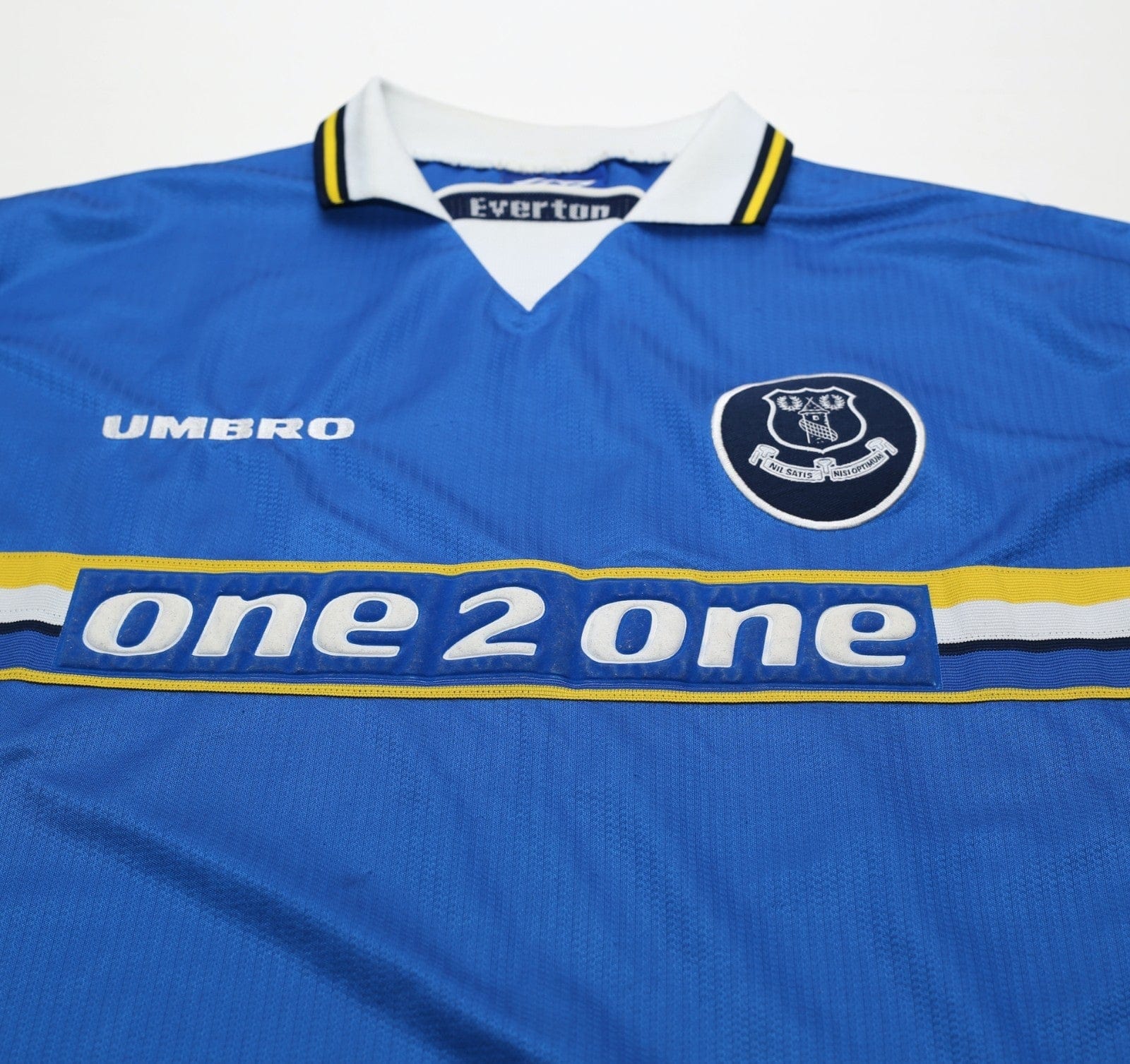 1998/99 MATERAZZI #15 Everton Vintage Umbro Home Football Shirt (L/XL)