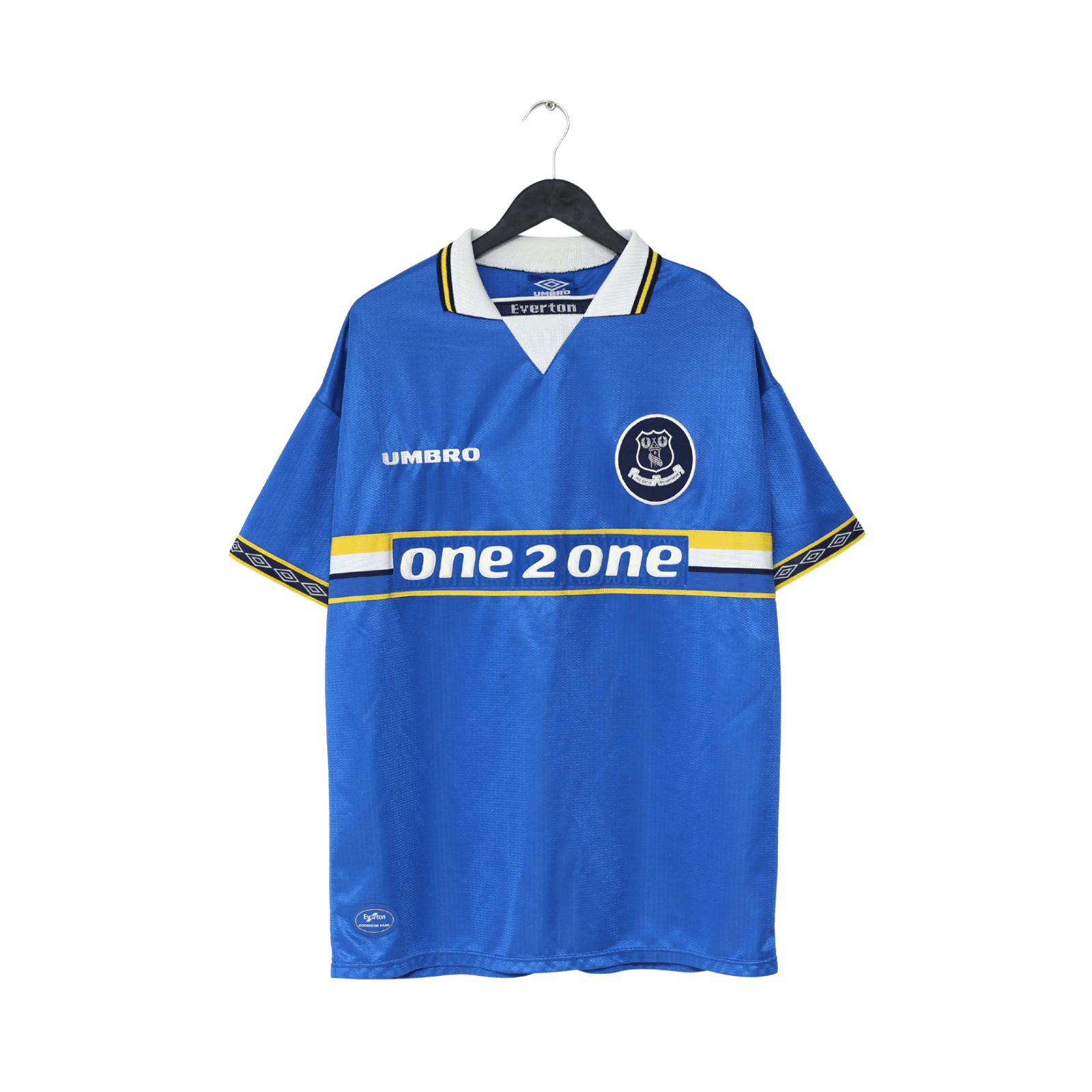 1998/99 MATERAZZI #15 Everton Vintage Umbro Home Football Shirt (L/XL)