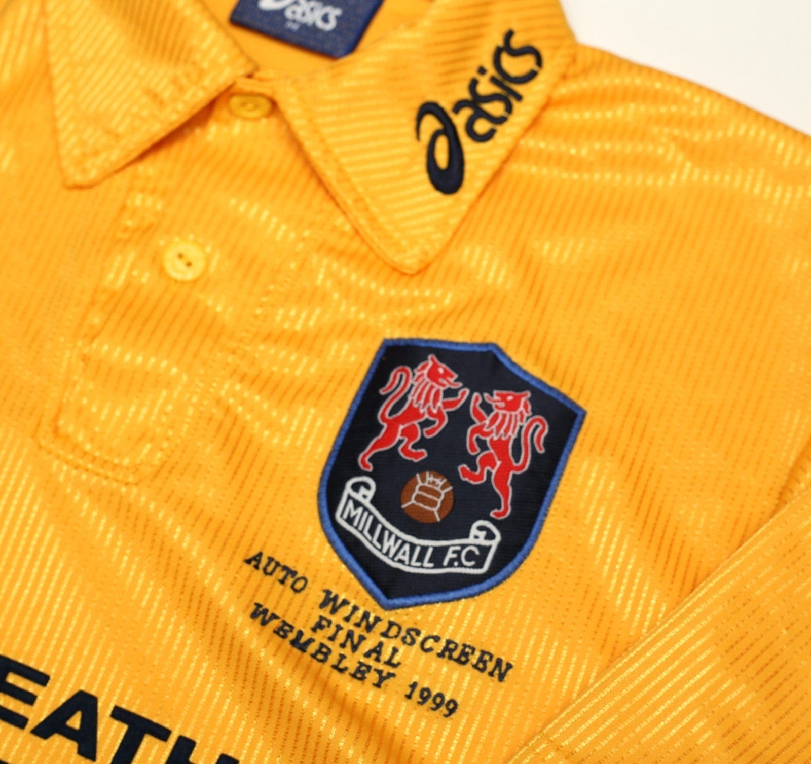 1998/99 MILLWALL Vintage Asics 'Auto Windscreen Final' Away Football Shirt (M)