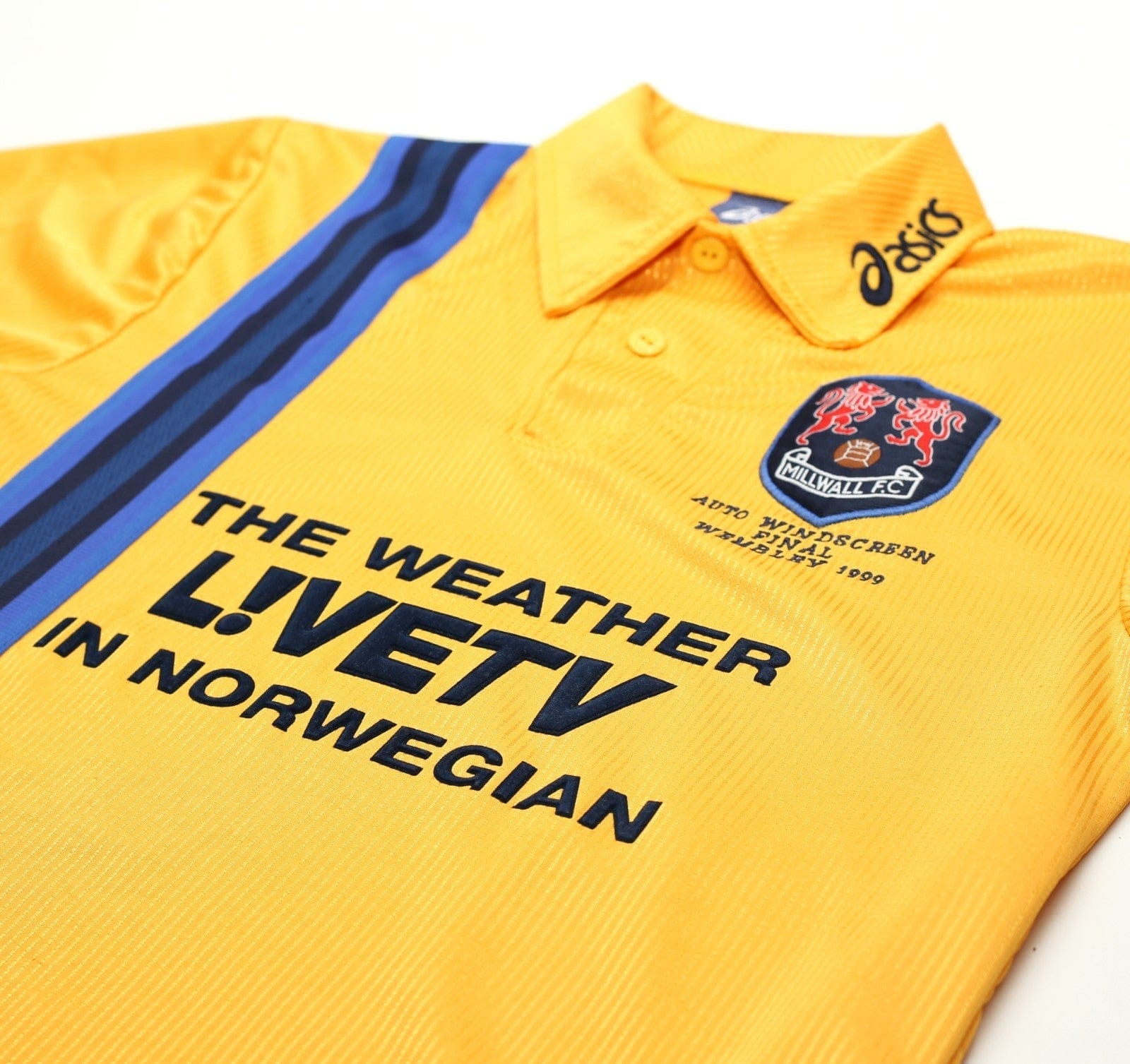 1998/99 MILLWALL Vintage Asics 'Auto Windscreen Final' Away Football Shirt (M)