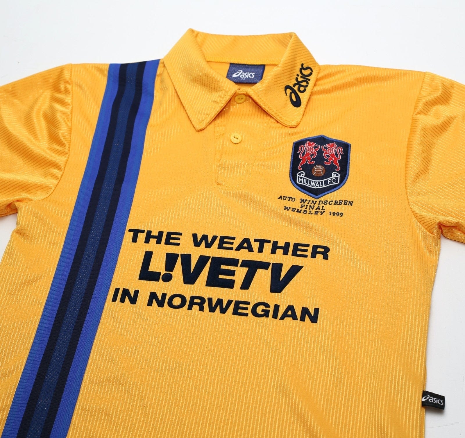 1998/99 MILLWALL Vintage Asics 'Auto Windscreen Final' Away Football Shirt (M)