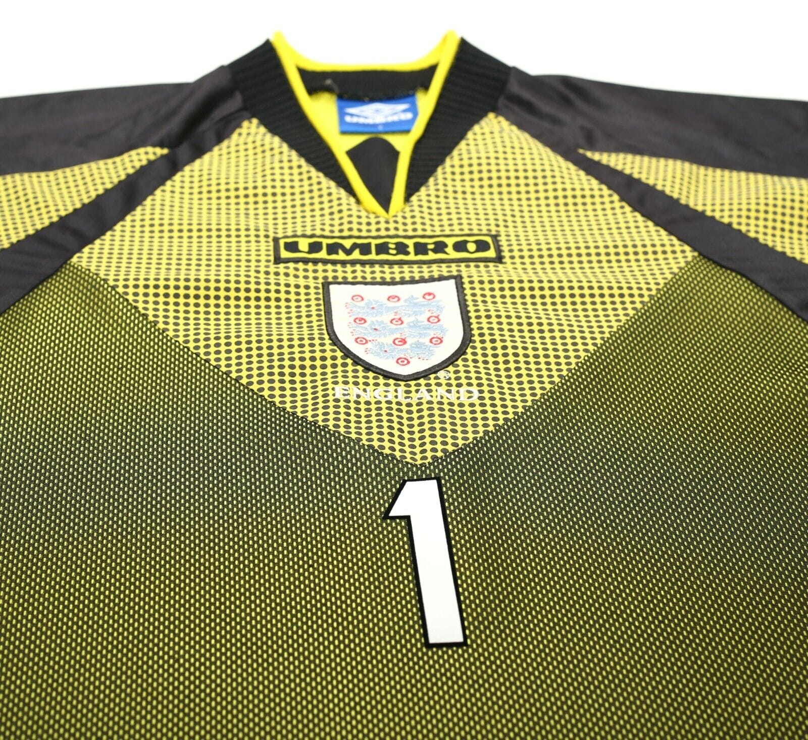 1998/99 SEAMAN #1 England Vintage Umbro GK Football Shirt (Y/S) World Cup 98
