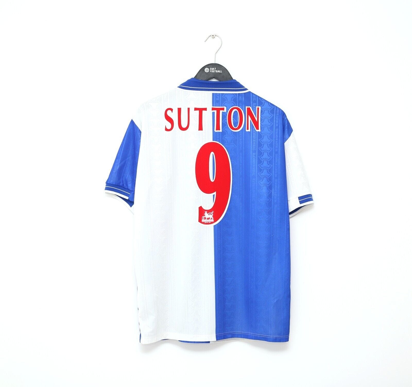 1998/99 SUTTON #9 Blackburn Rovers Vintage Uhlsport Home Football Shirt (L)
