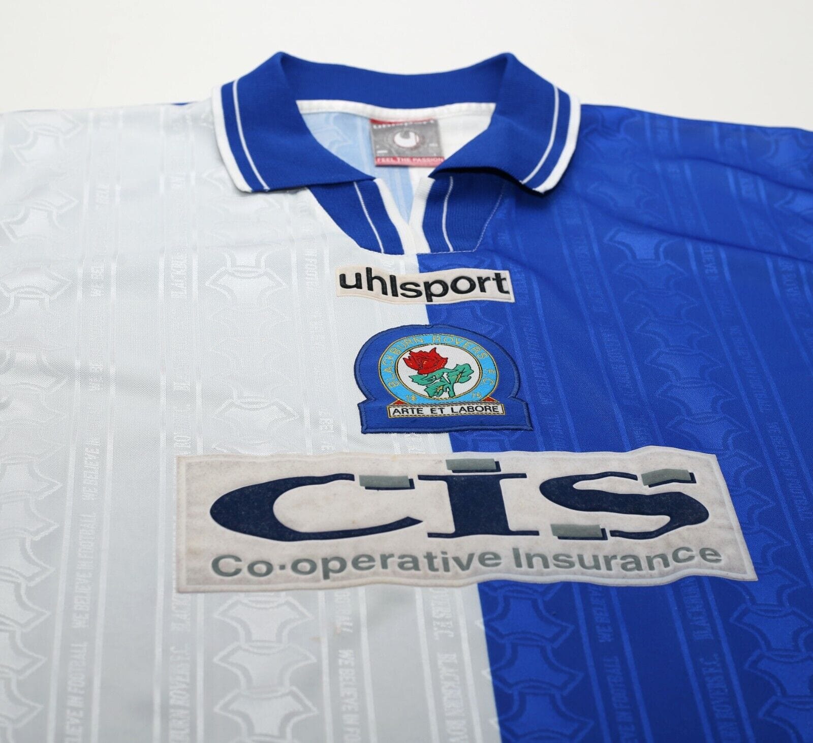 1998/99 SUTTON #9 Blackburn Rovers Vintage Uhlsport Home Football Shirt (L)