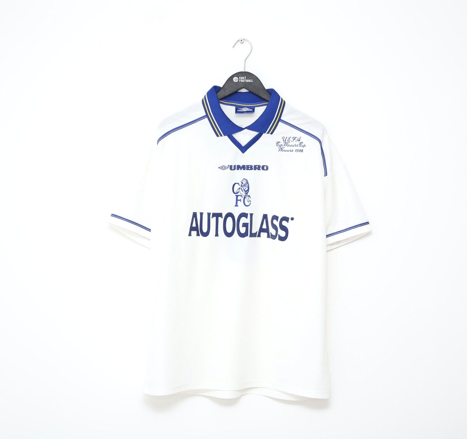 1998/99 VIALLI #9 Chelsea Vintage Umbro Away CUP WINNERS CUP Football Shirt (XL)