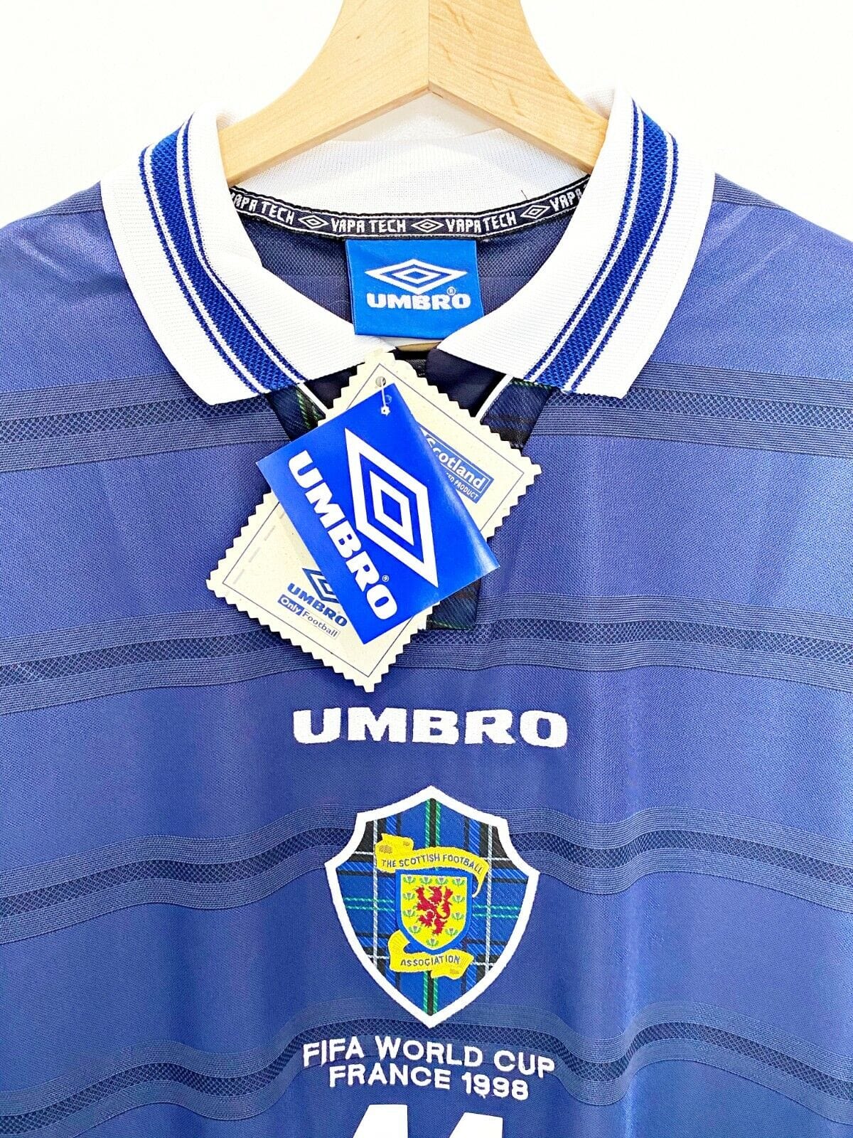 1998 COLLINS #11 Scotland World Cup 98 Vintage Umbro Home Football Shirt (XL)