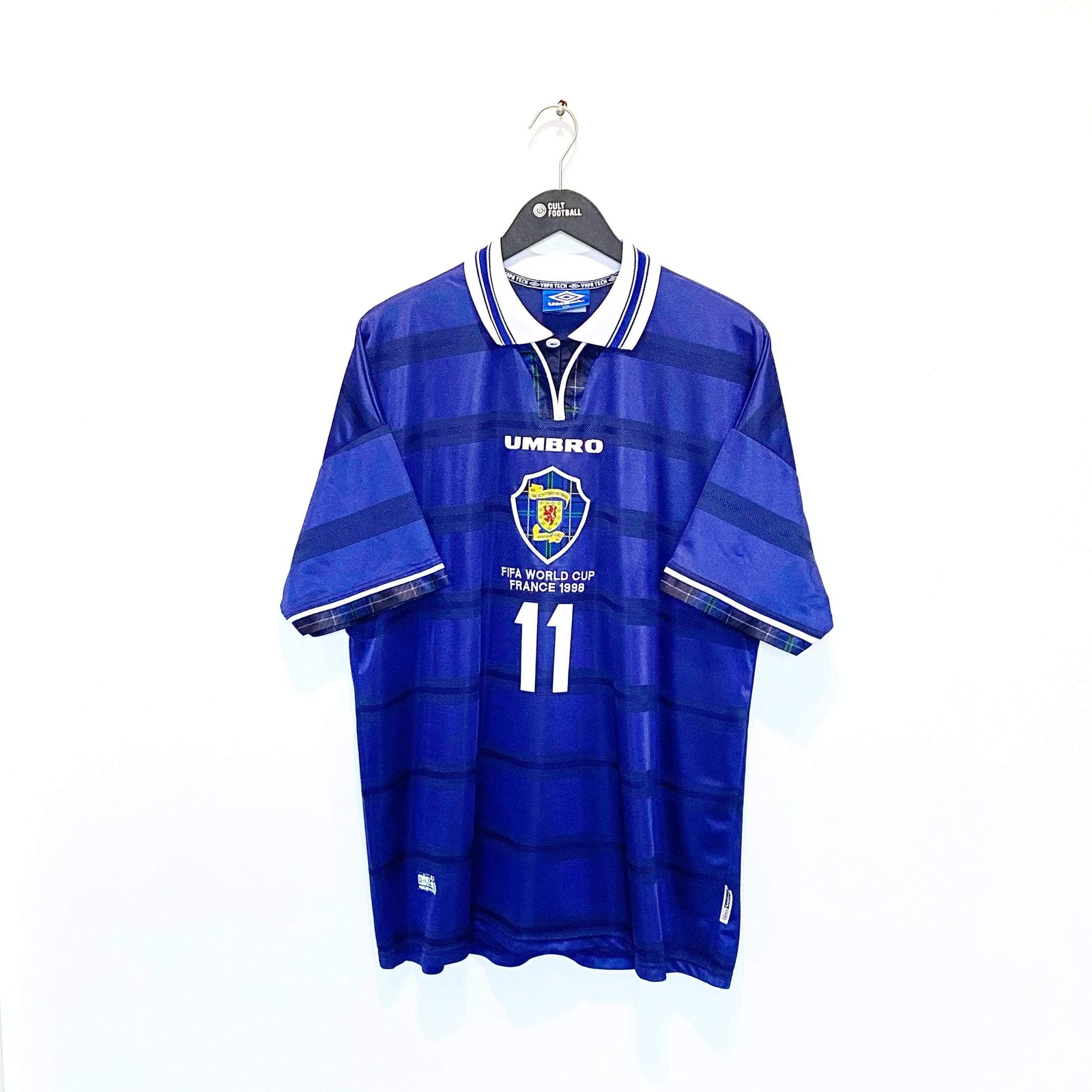 1998 COLLINS #11 Scotland World Cup 98 Vintage Umbro Home Football Shirt (XXL)