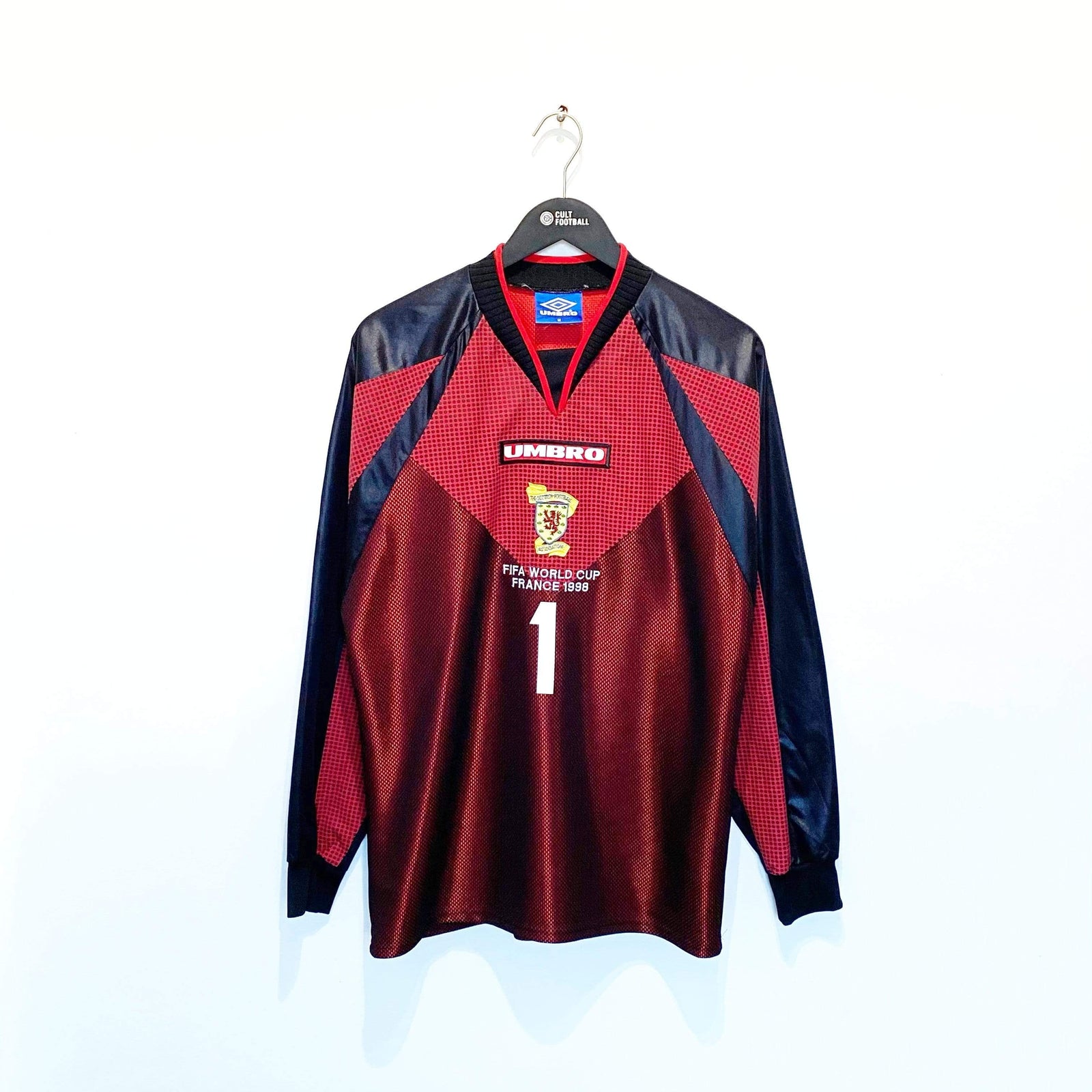 1998 LEIGHTON #1 Scotland World Cup 98 Vintage Umbro Home GK Football Shirt (M)