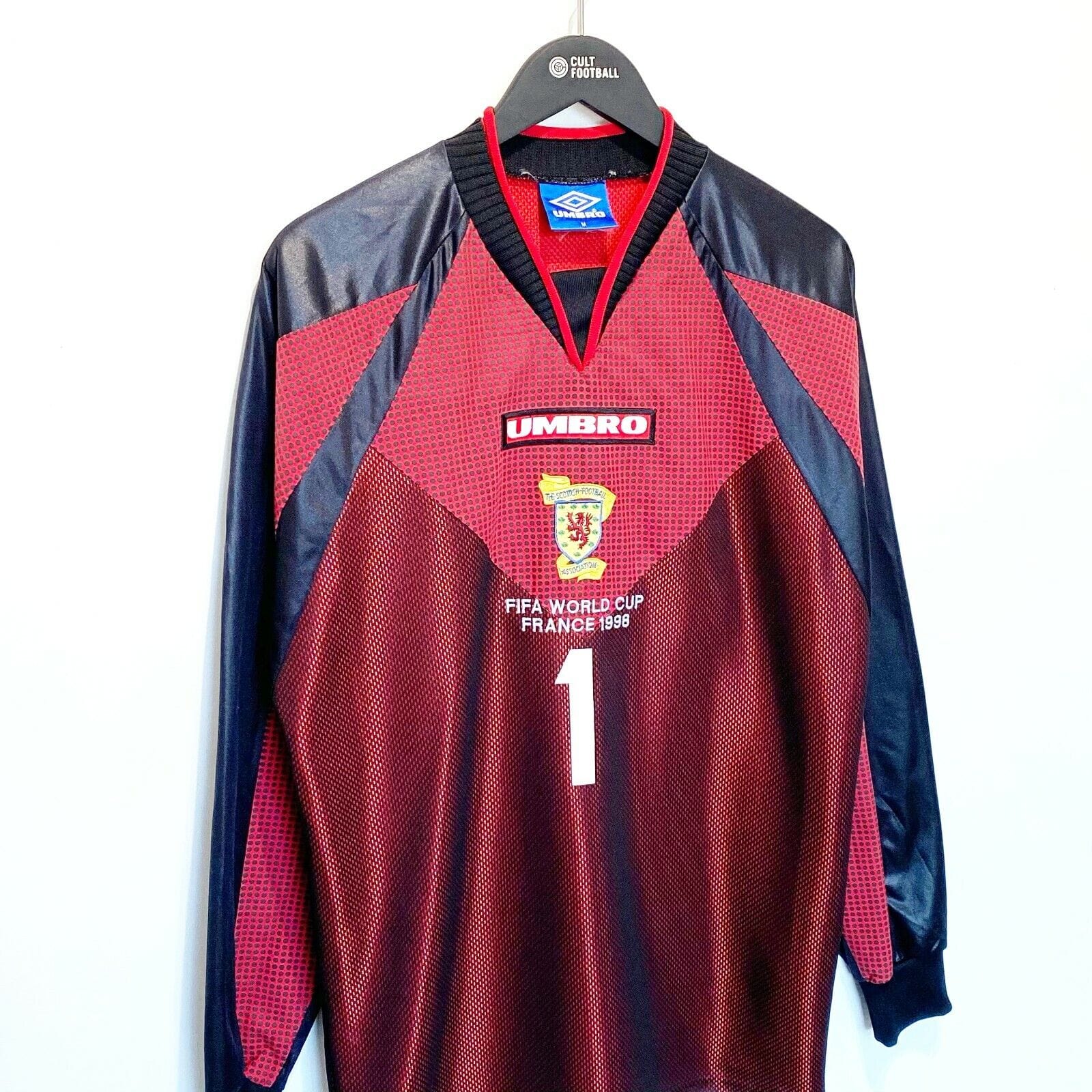 1998 LEIGHTON #1 Scotland World Cup 98 Vintage Umbro Home GK Football Shirt (M)