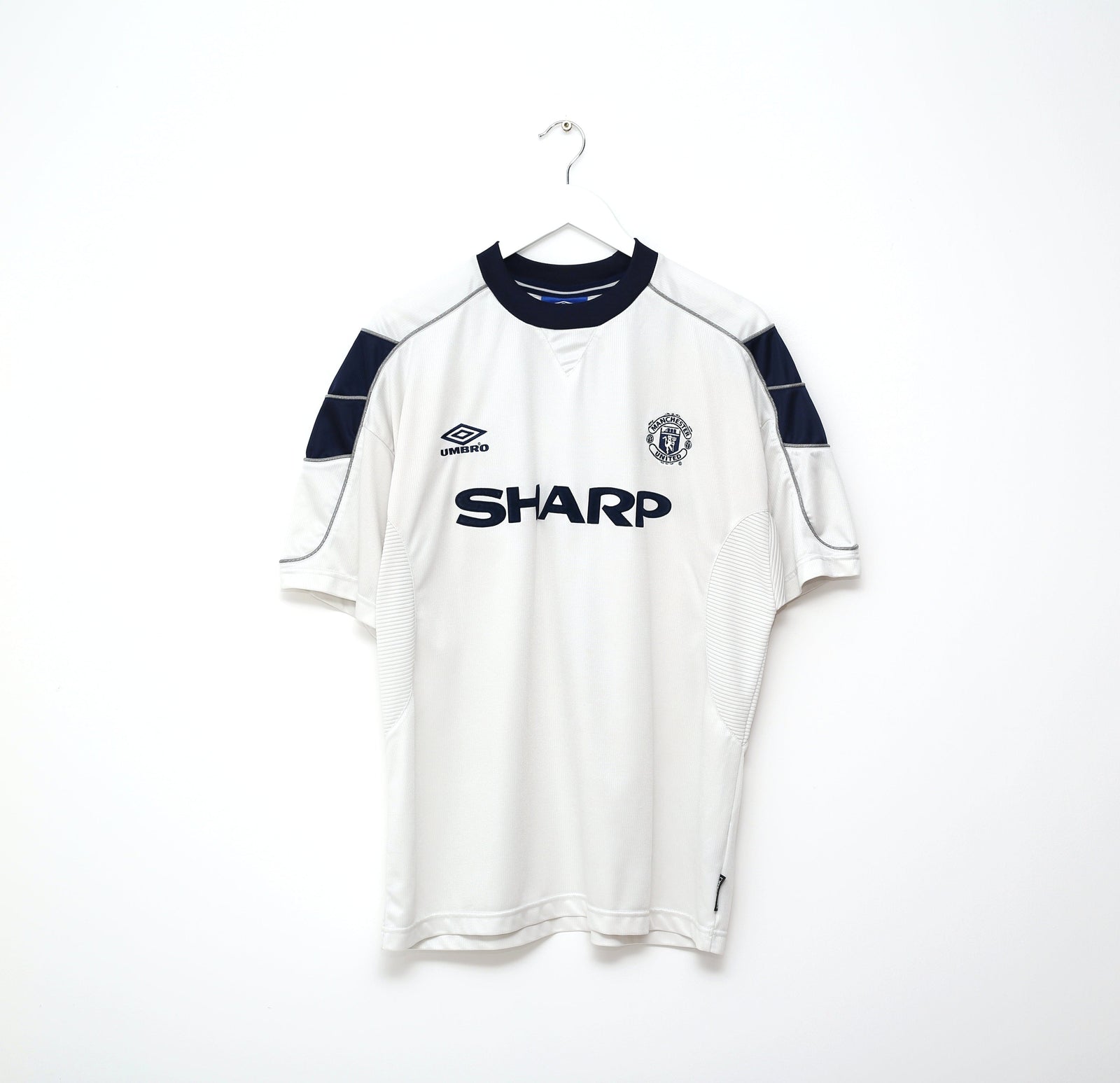 1999/00 BECKHAM #7 Manchester United Vintage Umbro UCL Football Shirt (L)